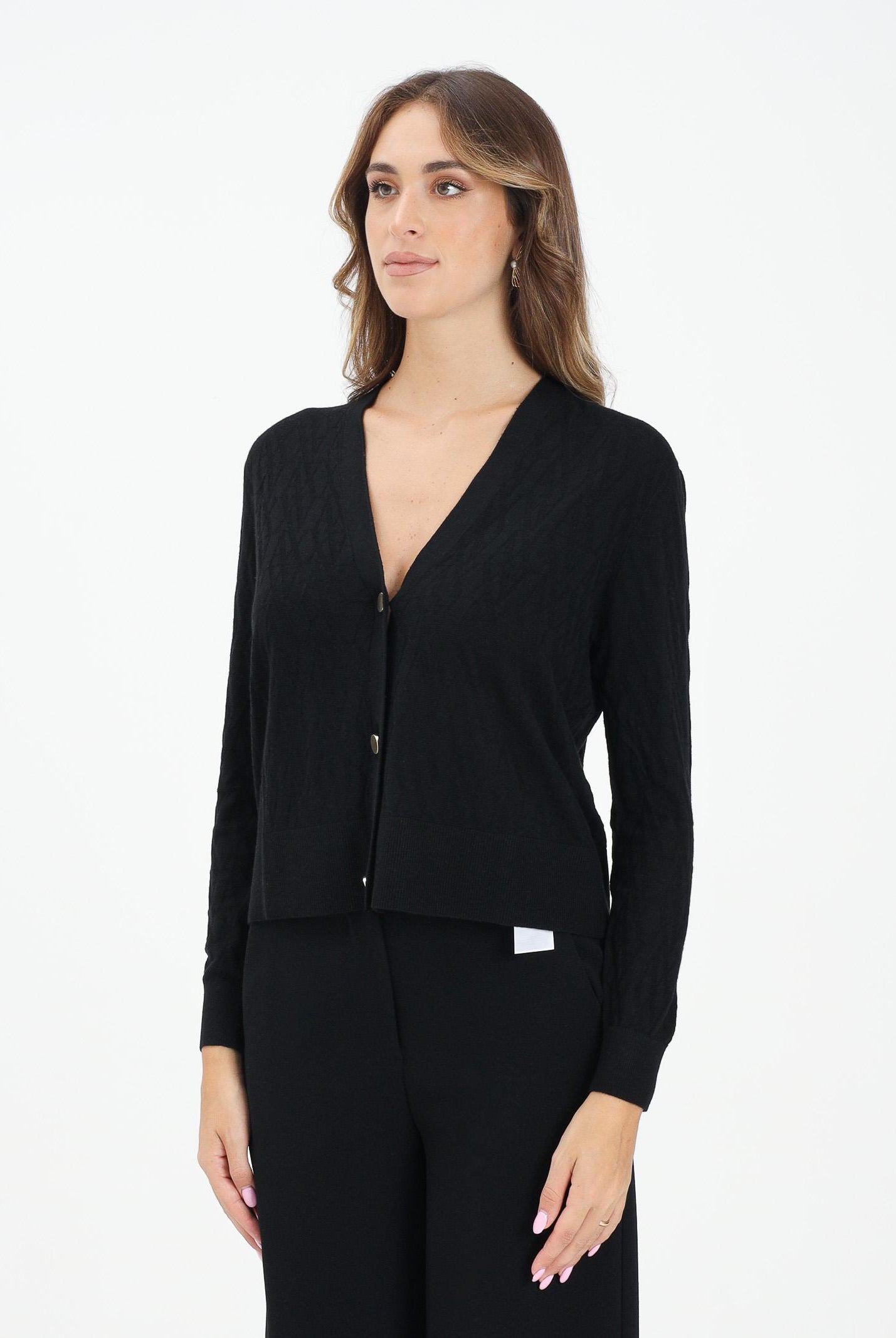 ARMANI EXCHANGE Cardigan corto nero da donna con logo all-over XW001315AF16619 FC101 ARMANI EXCHANGE