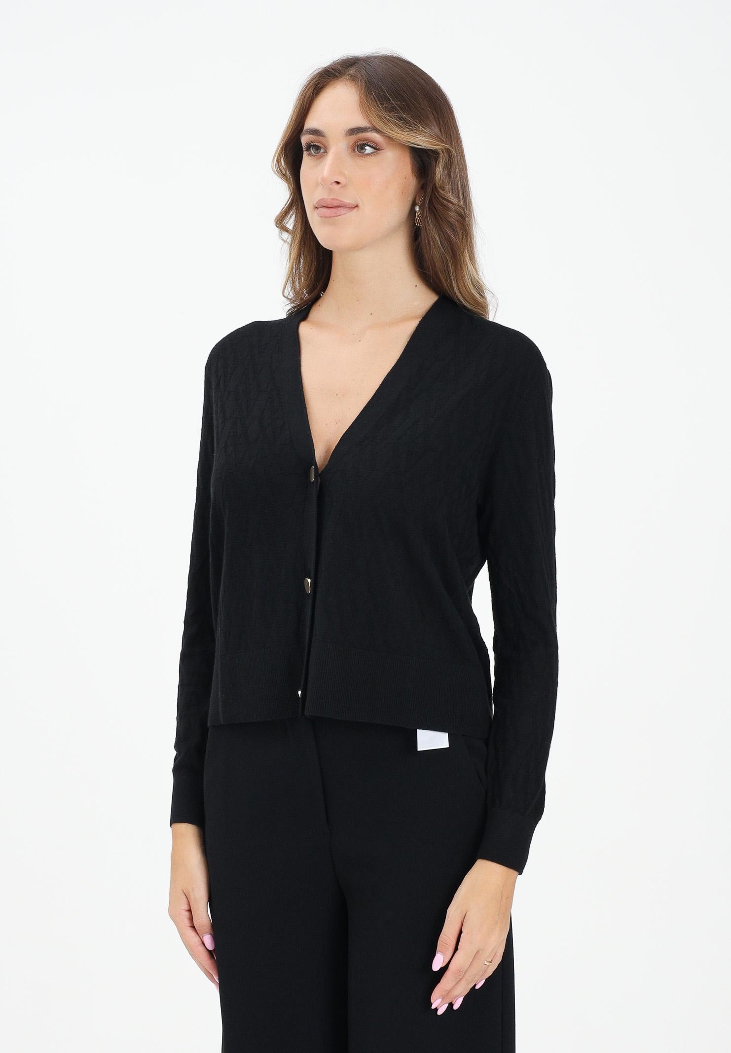 ARMANI EXCHANGE Cardigan corto nero da donna con logo all-over XW001315AF16619 FC101 ARMANI EXCHANGE