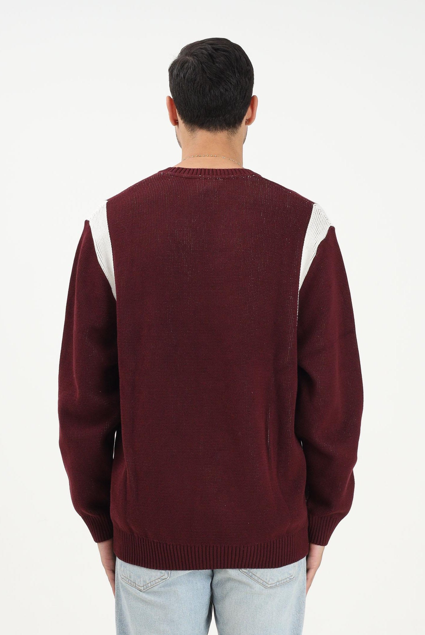 ADIDAS ORIGINALS Maglione girocollo bordeaux da uomo con stampa stile college JX8215 ADIDAS ORIGINALS