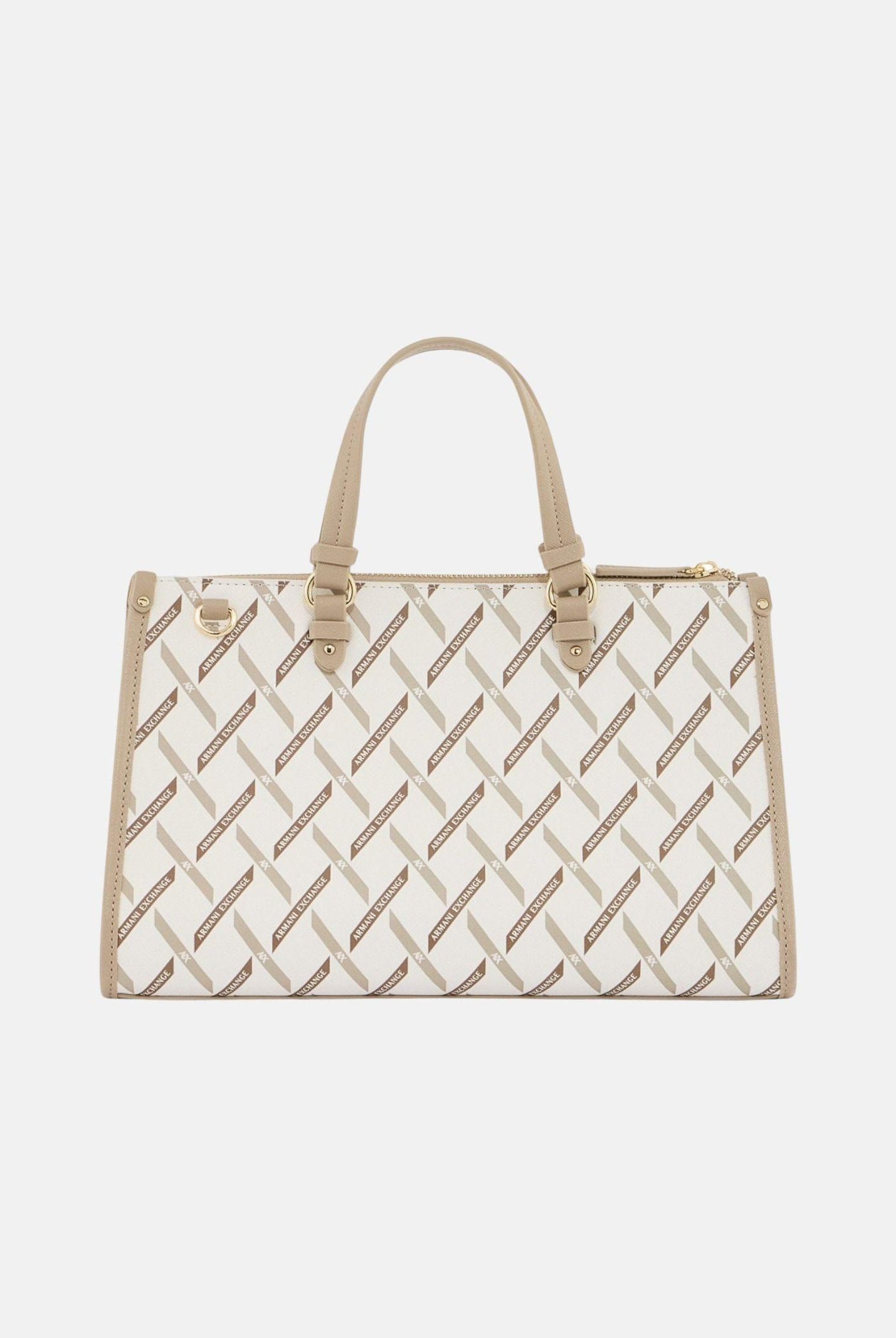 ARMANI EXCHANGE Borsa a mano bianca e beige da donna con logo all-over XW000400AF17155 M1245 ARMANI EXCHANGE