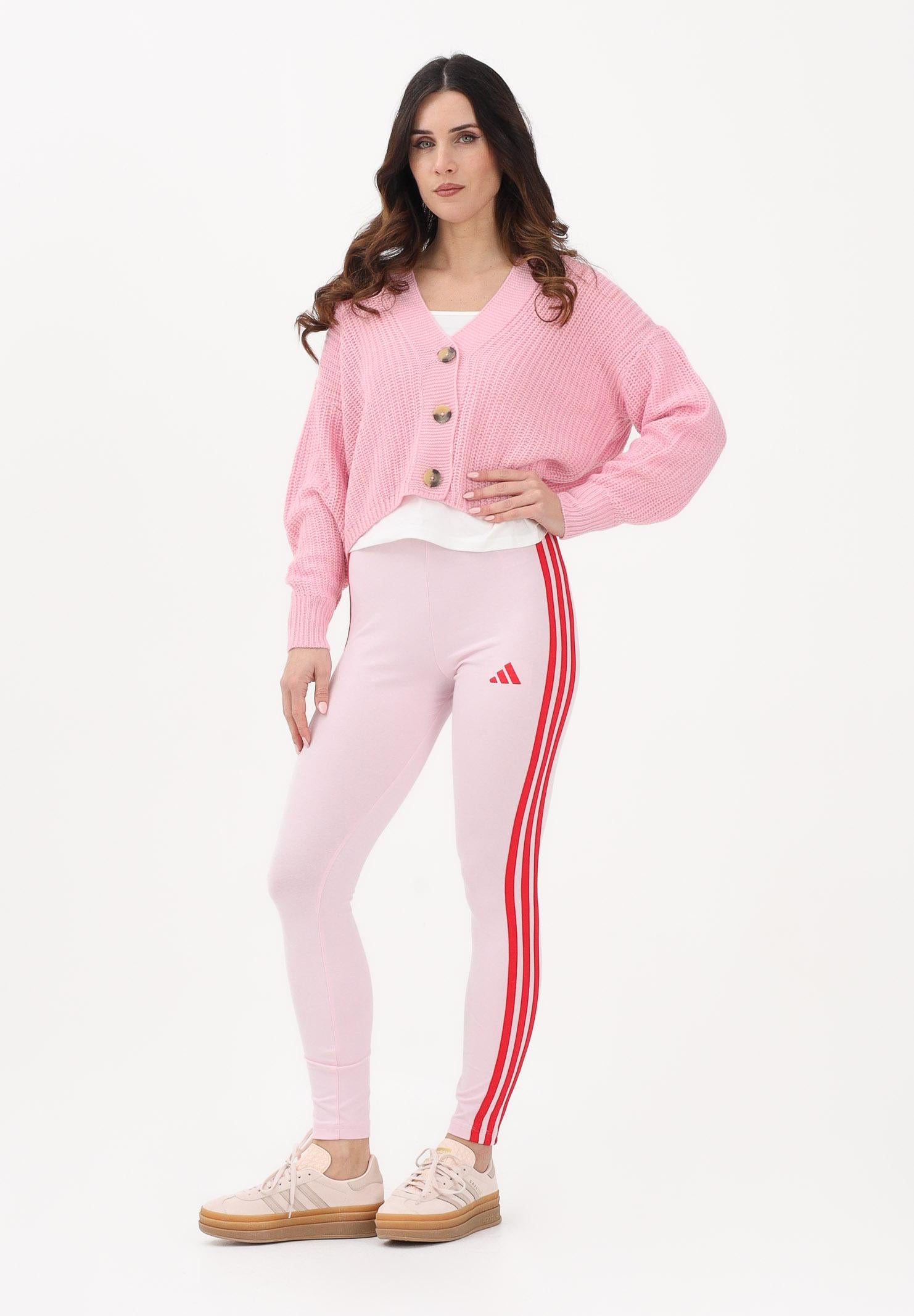 ADIDAS PERFORMANCE Leggings sportivo Essentials 3-Stripes rosa e rosso da donna KC5180 . ADIDAS PERFORMANCE