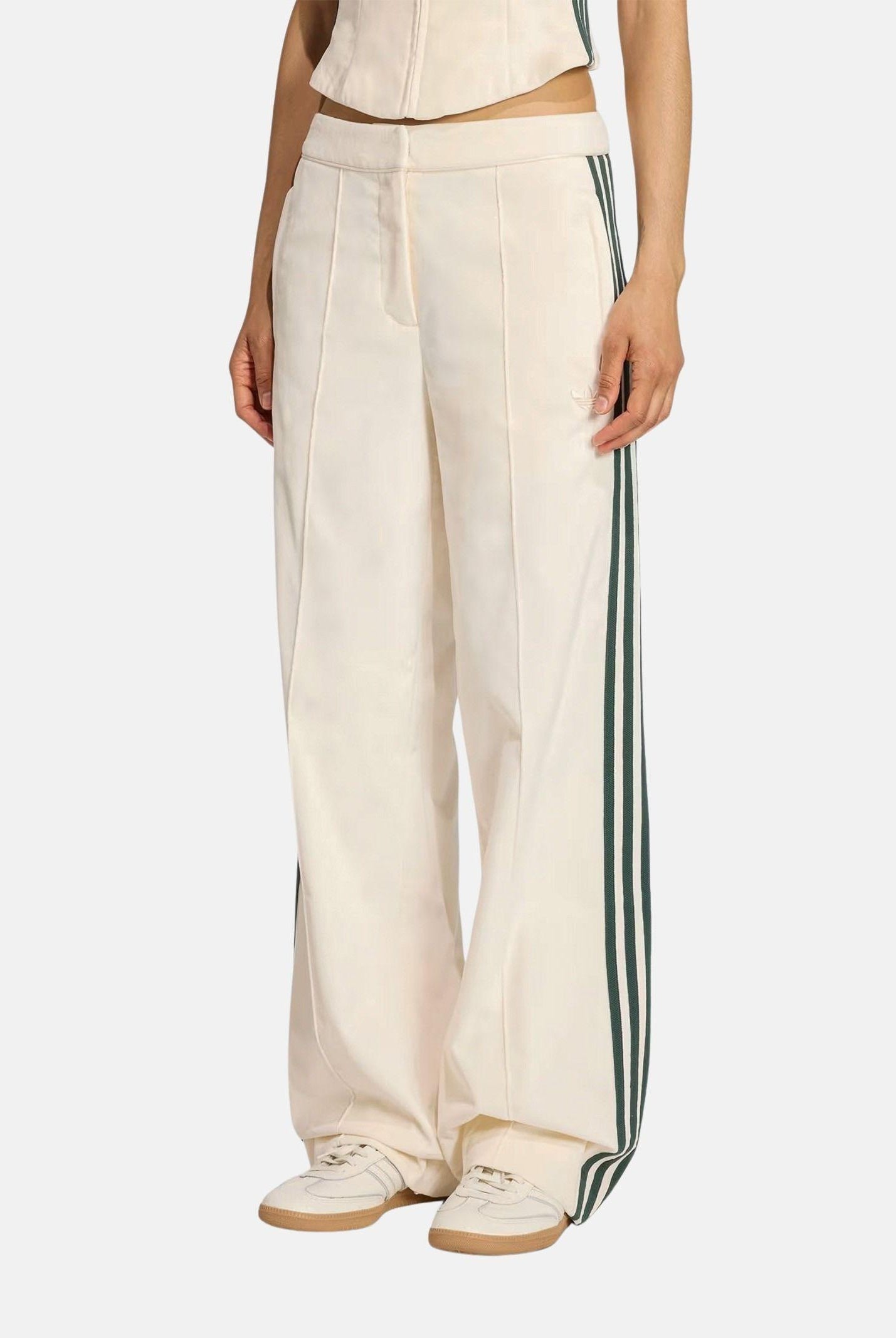 ADIDAS ORIGINALS Pantalone sportivo in velluto panna e verde da donna KF2303 . ADIDAS ORIGINALS