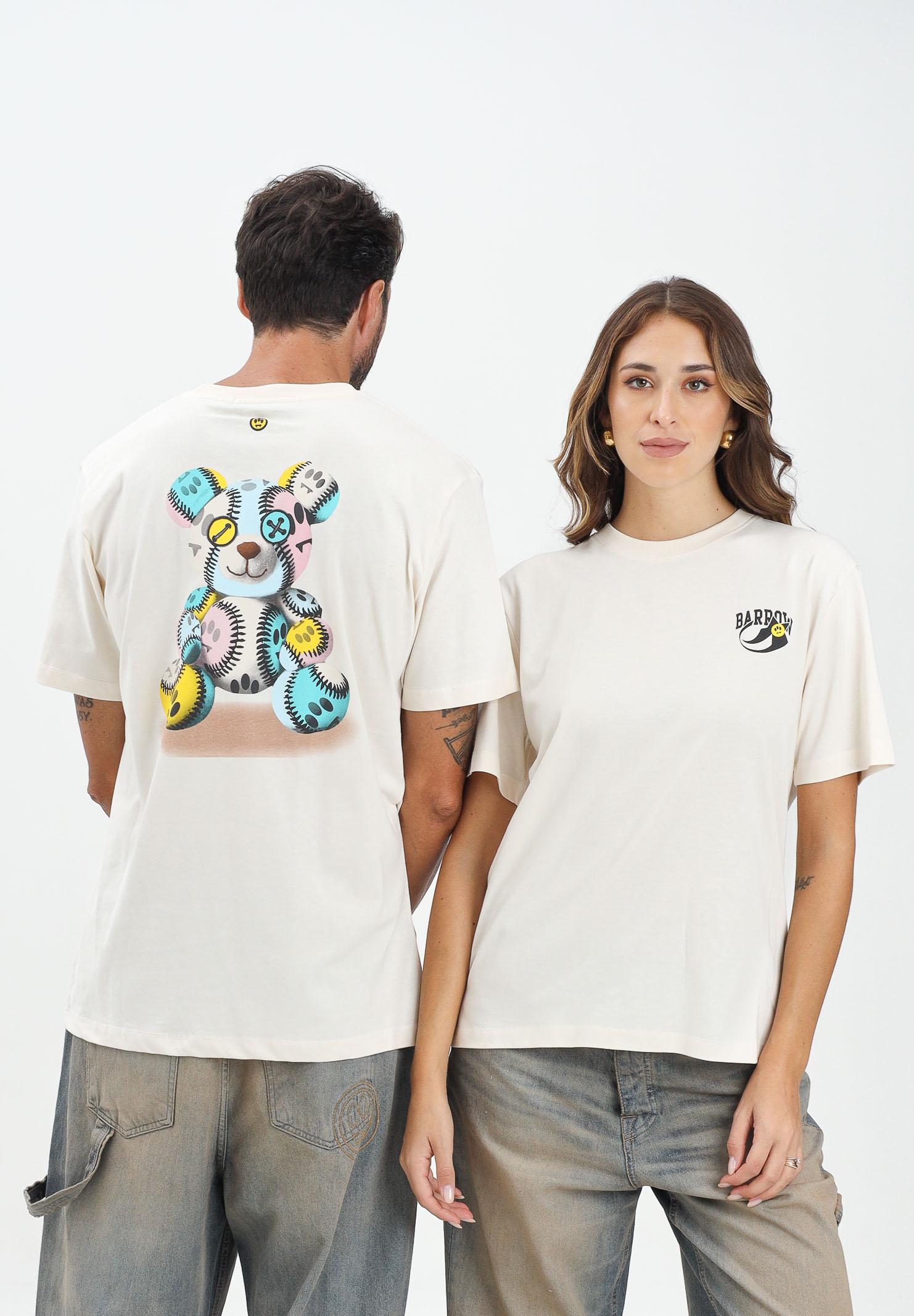 BARROW T-shirt a manica corta panna per uomo e donna con stampa sul retro F5BWUATH053 013 BARROW