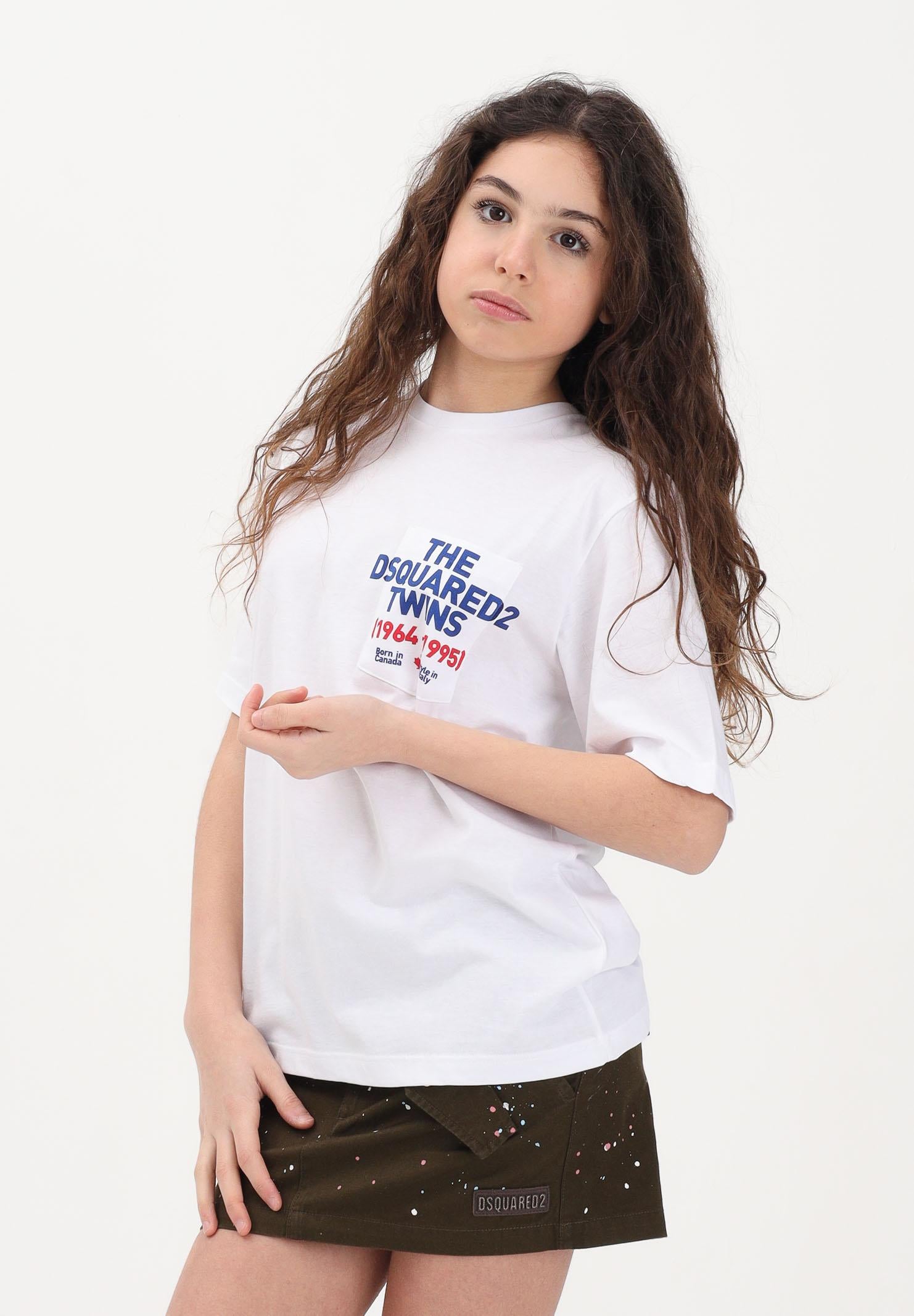DSQUARED2 T-shirt a manica corta bianca per donna, ragazzi e bambini con stampa DQ3166D004G DQ100 DSQUARED2