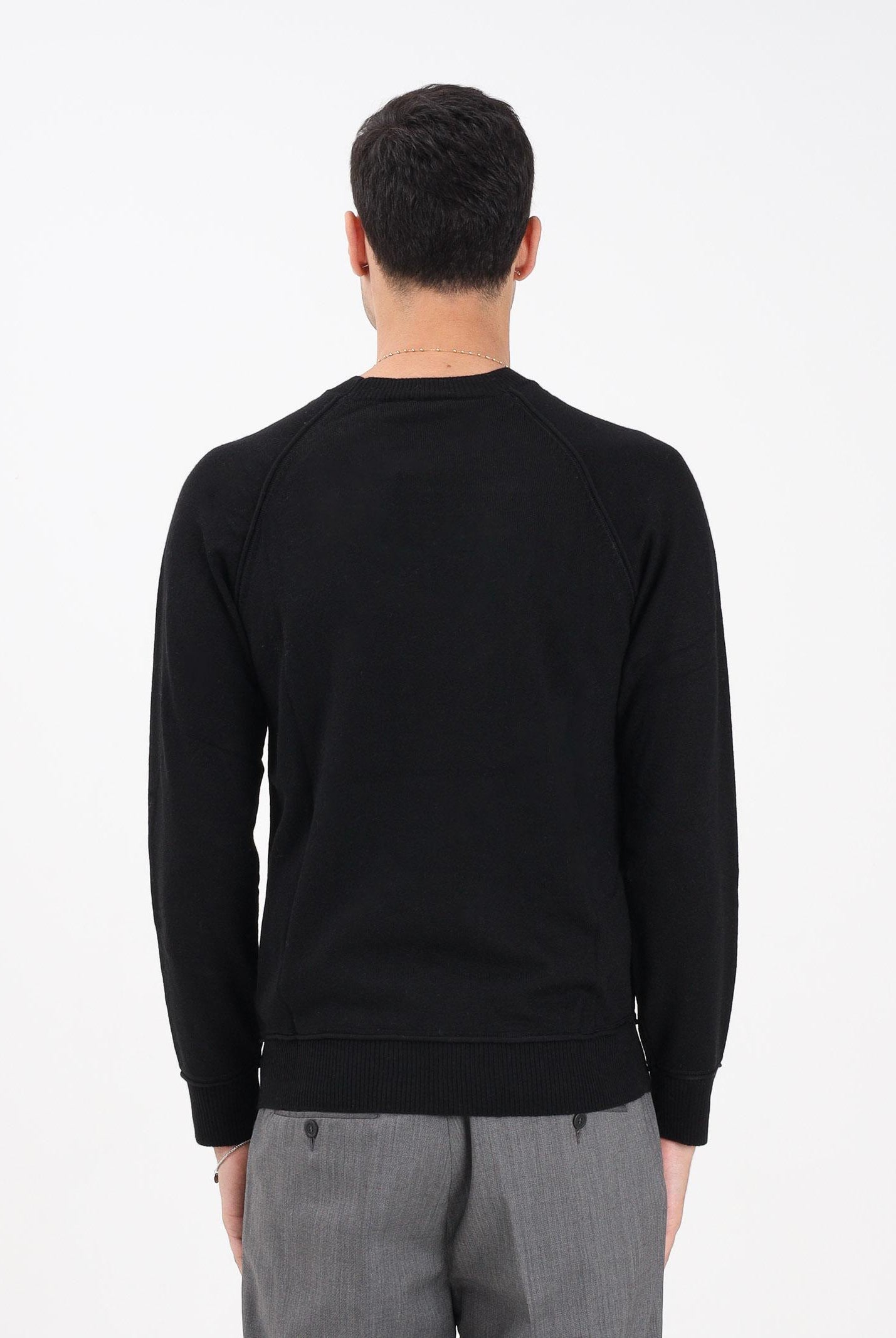 BLAUER Maglioncino girocollo nero da uomo con patch logo 25WBLUM01283-007360 999 BLAUER