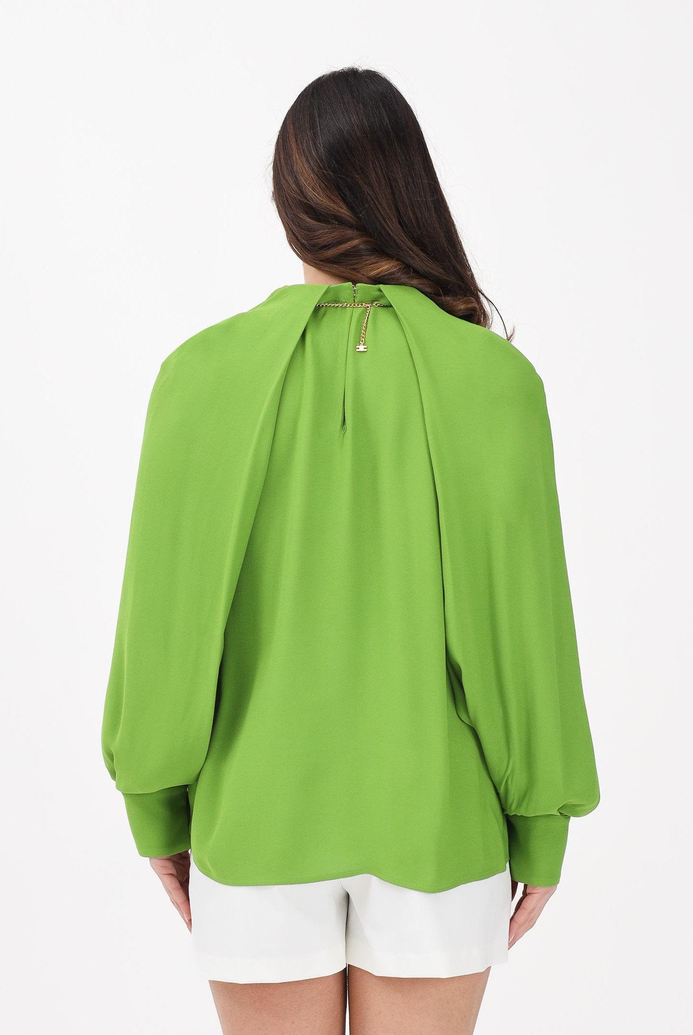 ELISABETTA FRANCHI Blusa verde da donna con dettaglio gioiello CA12961E2 EV3 ELISABETTA FRANCHI