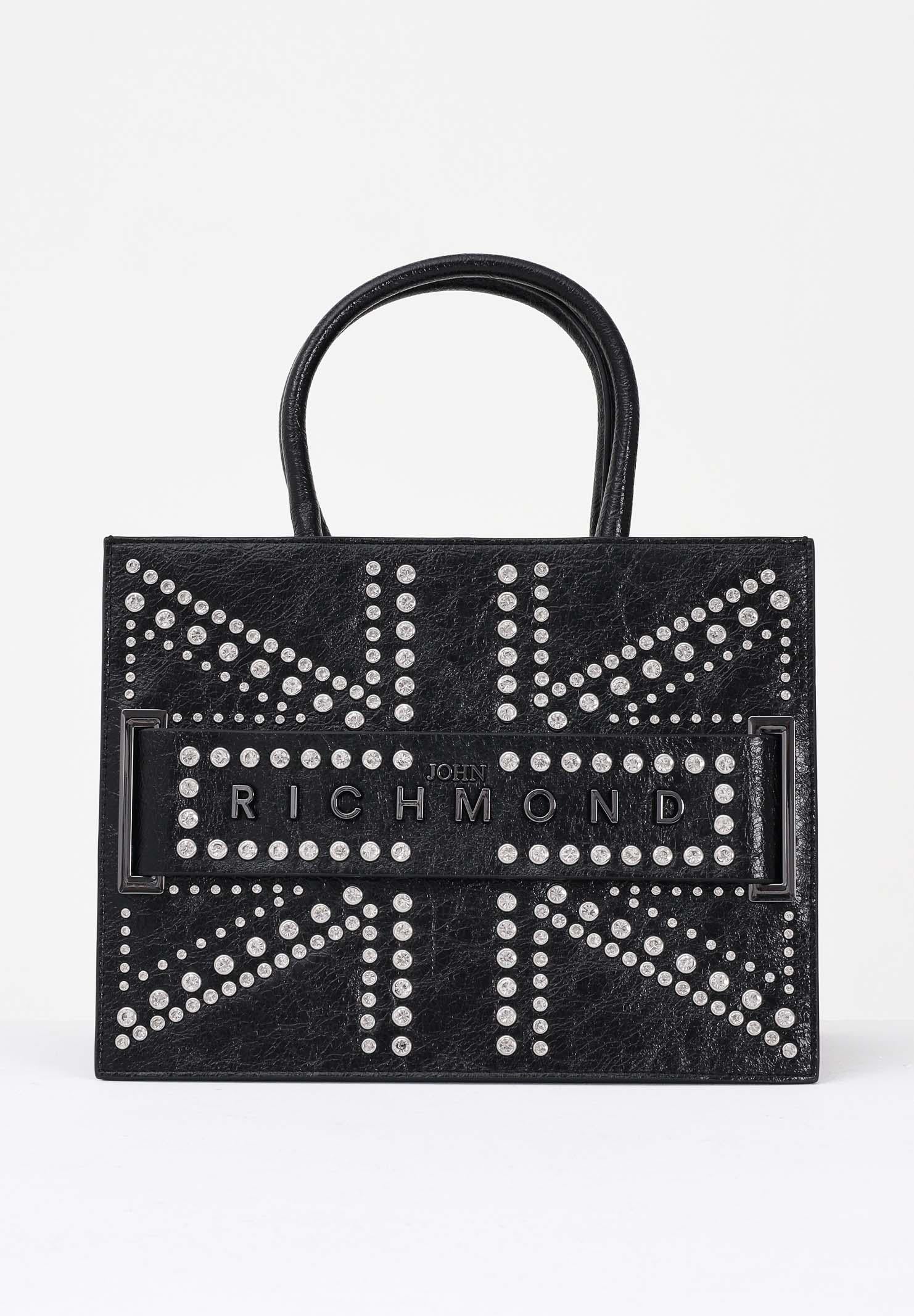 RICHMOND Shopper nera da donna con logo e borchie RWA25230BO BL RICHMOND