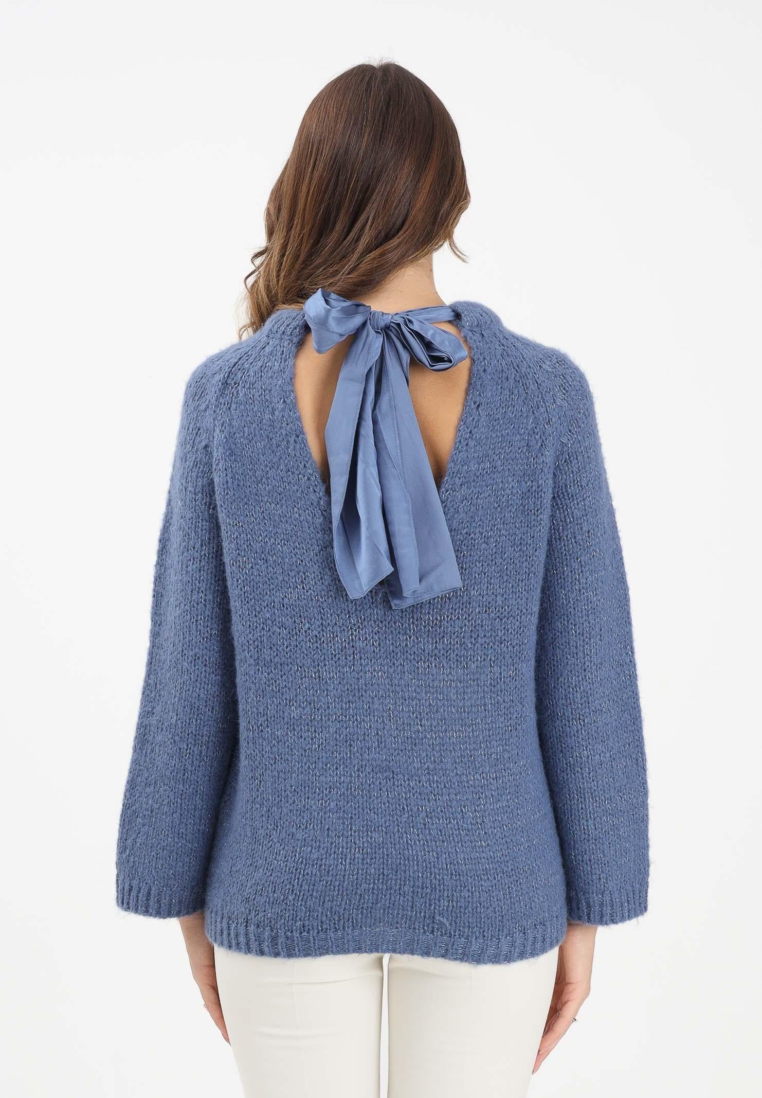 ONLY Maglioncino girocollo celeste da donna con fiocco sul retro 15353235 VintageIndigo ONLY