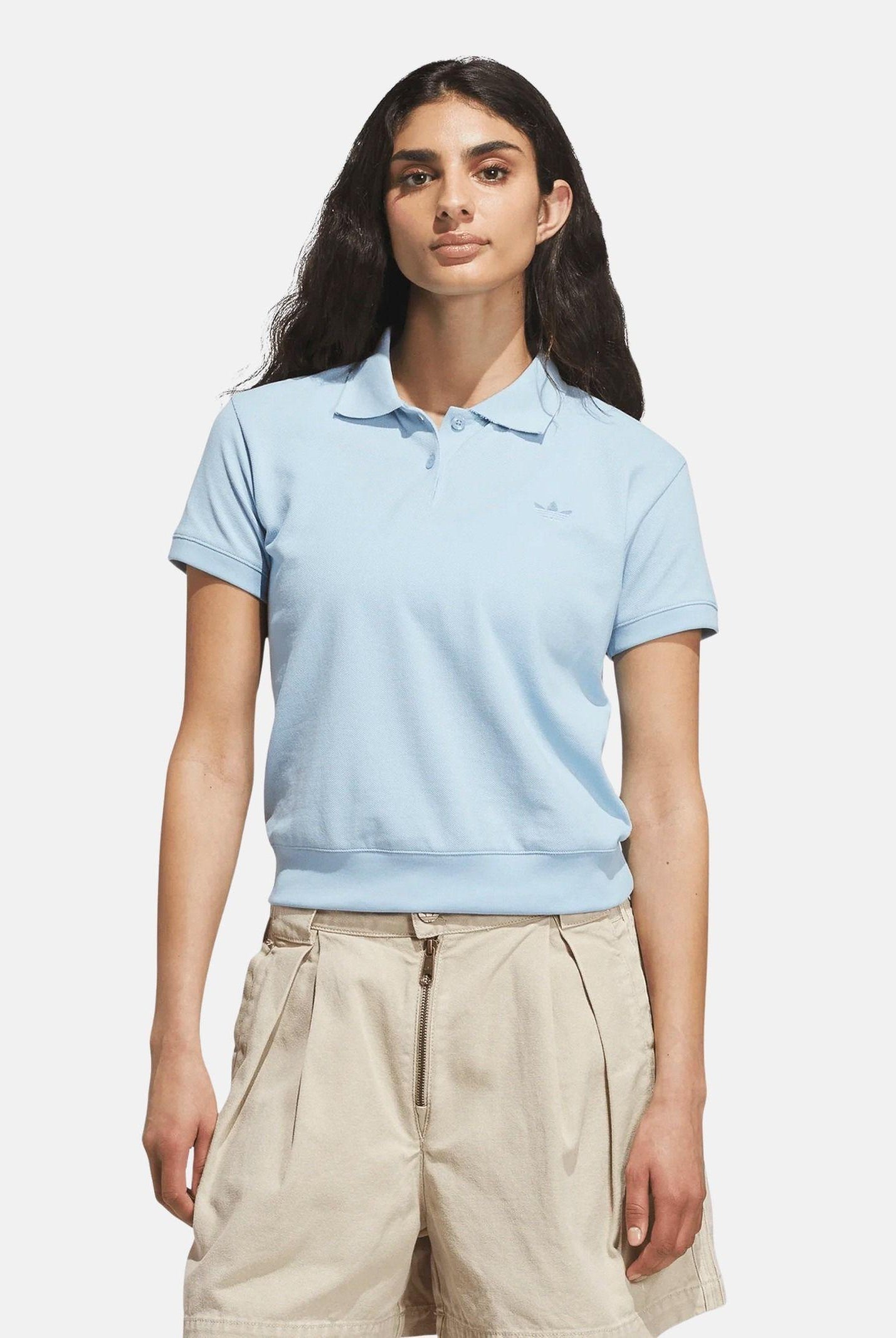 ADIDAS ORIGINALS Polo a manica corta azzurro chiaro da donna KT7992 . ADIDAS ORIGINALS