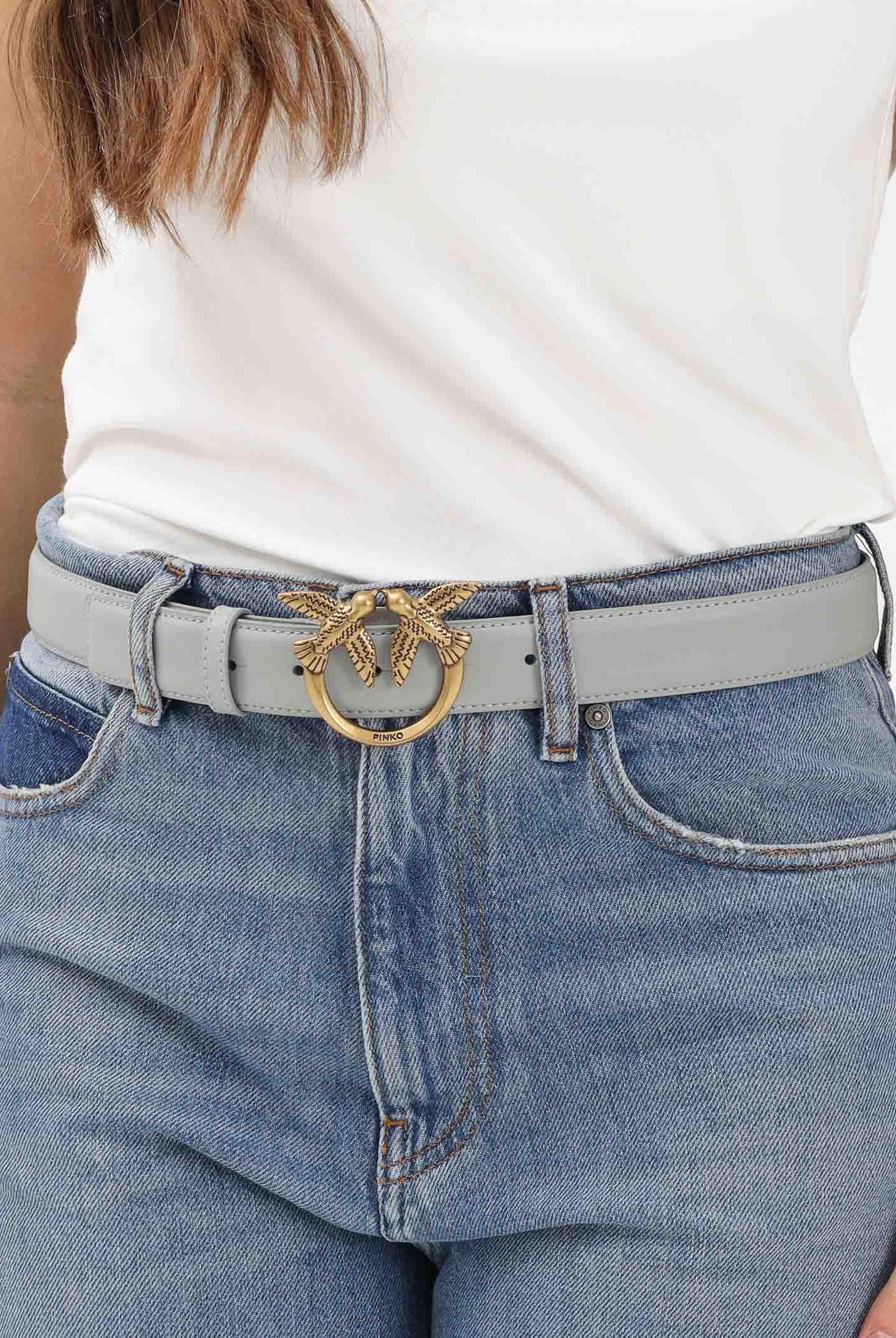 PINKO Cintura Love Birds grigio perla da donna 100125A0F1 K32Q PINKO