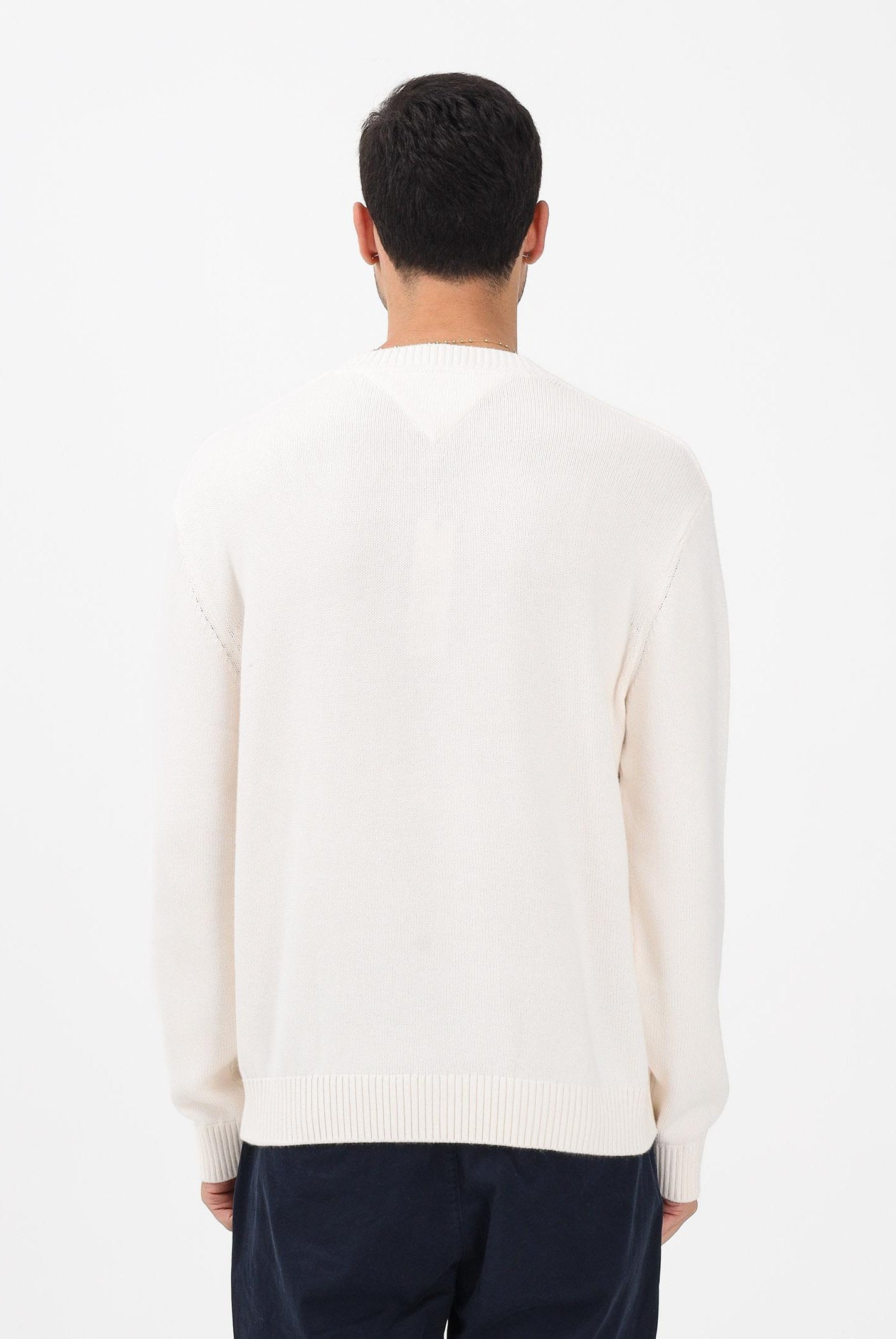 TOMMY JEANS Maglioncino girocollo panna da uomo con logo DM0DM22401 YBH TOMMY JEANS