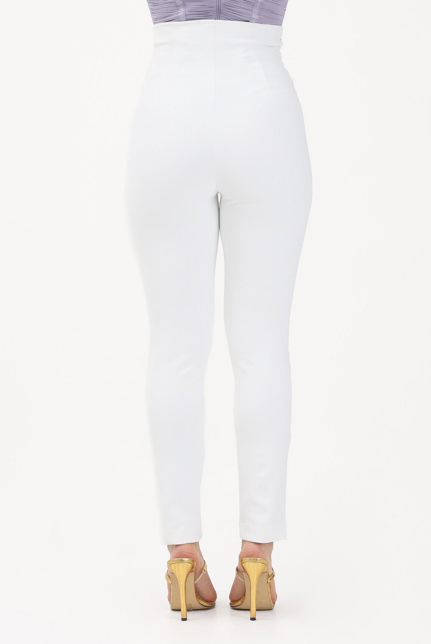 ELISABETTA FRANCHI Pantalone elegante avorio da donna con elastici PA15861E2 360 ELISABETTA FRANCHI