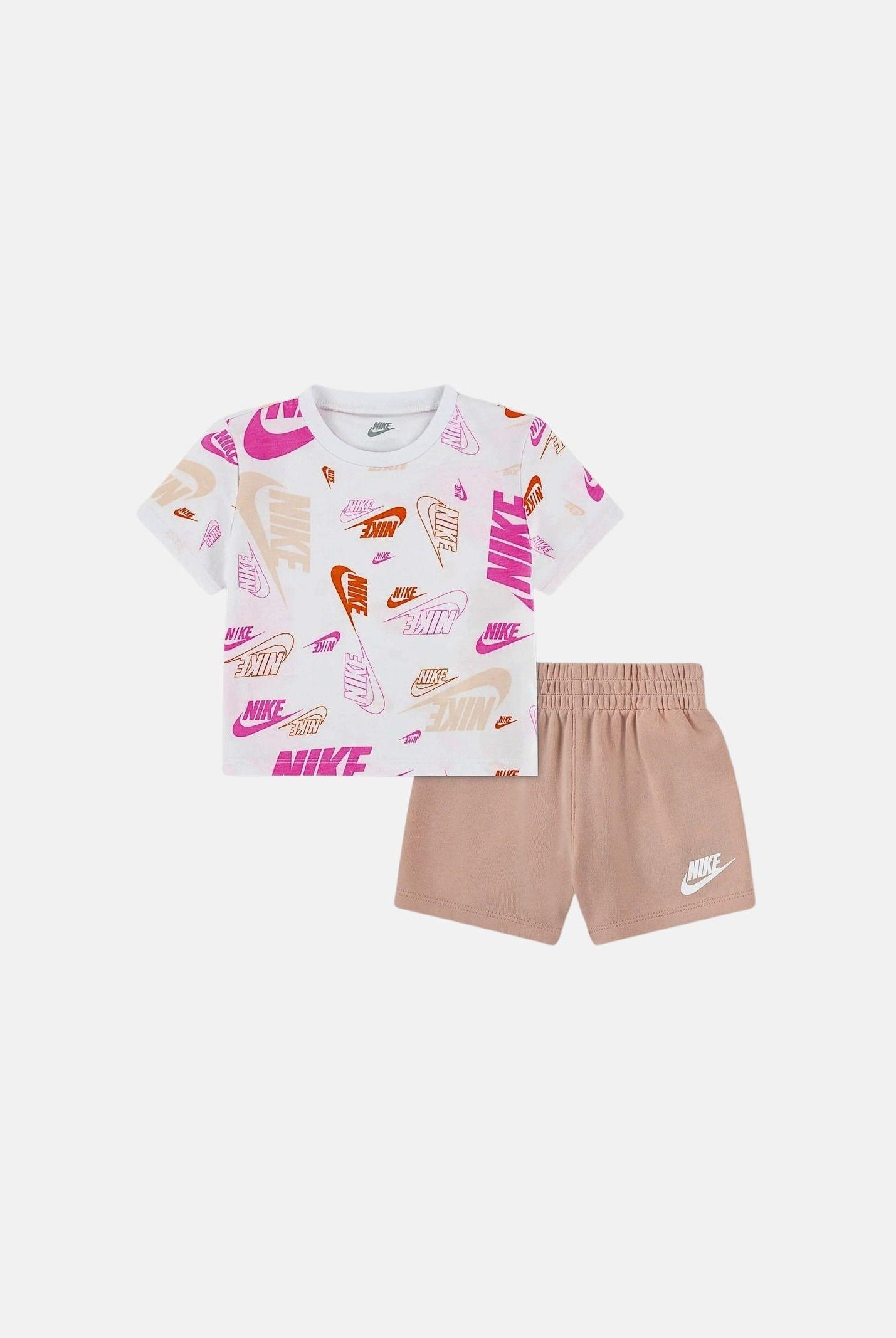 NIKE Completino beige e bianco da bambina con stampa 36N043 N0K NIKE