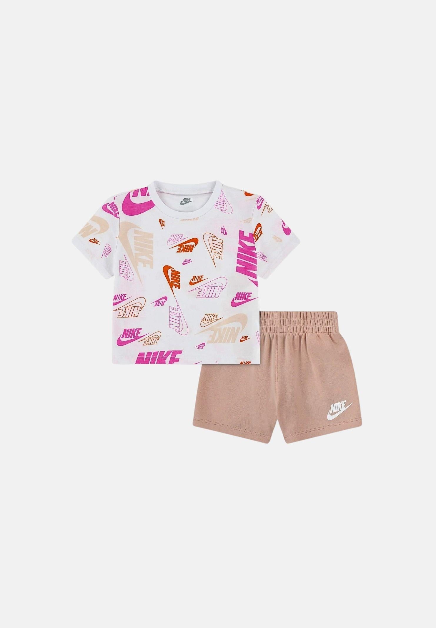 NIKE Completino beige e bianco da bambina con stampa 36N043 N0K NIKE