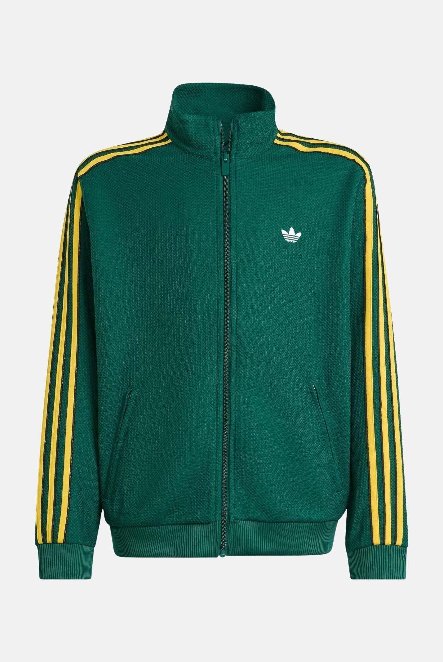 ADIDAS ORIGINALS Felpa con zip FIREBIRD LOOSE DOUBLE KNIT verde e giallo per bambino e bambina KD7821 . ADIDAS ORIGINALS