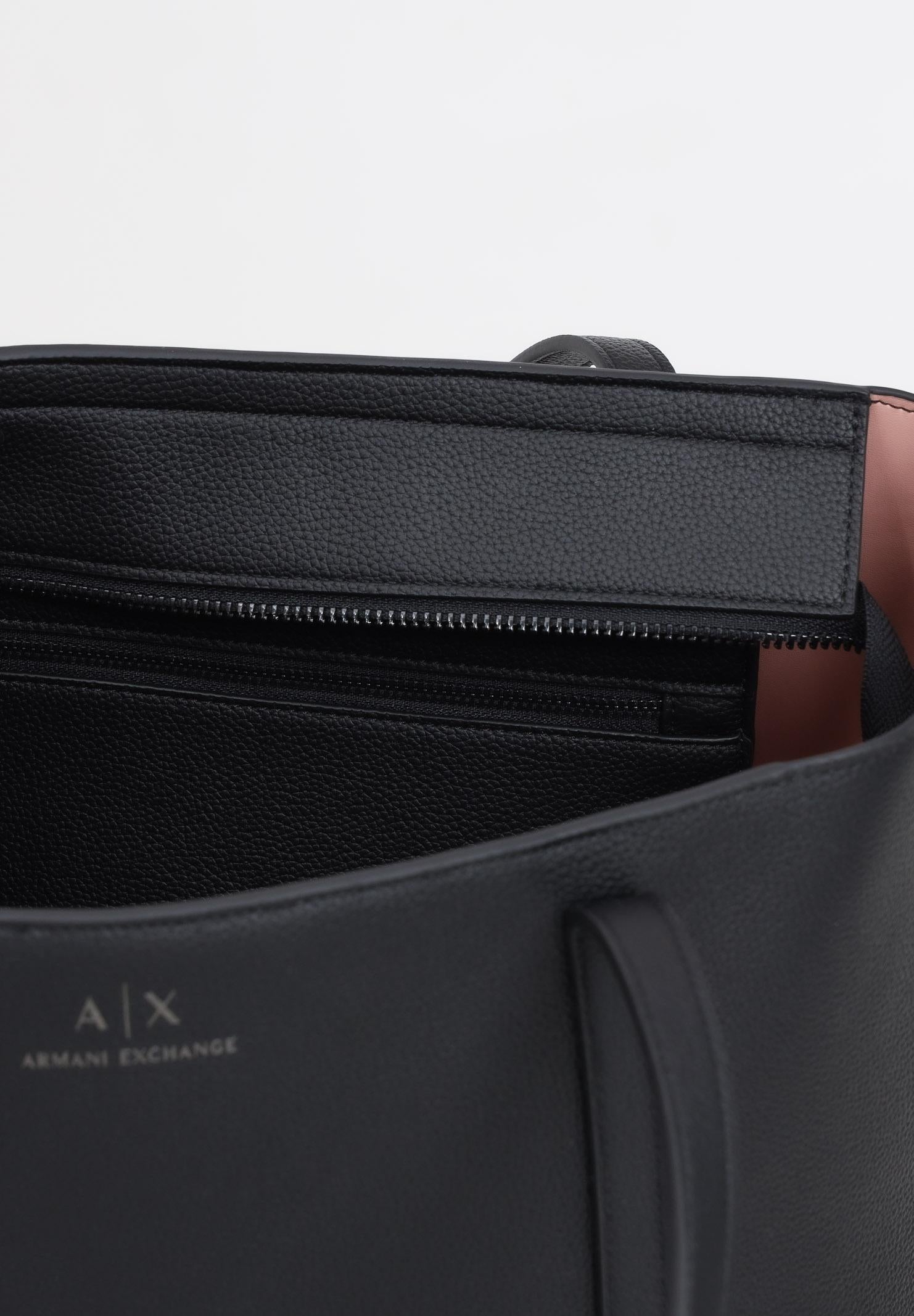 ARMANI EXCHANGE Shopper nera da donna con logo e ciondolo AX 942930CC726 28621 ARMANI EXCHANGE