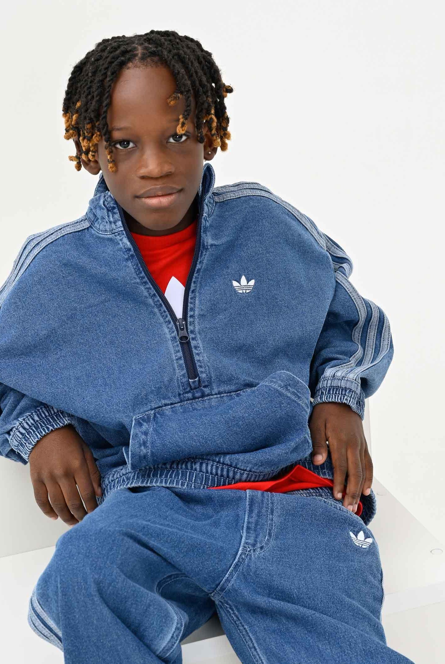 ADIDAS ORIGINALS Giubbotto di jeans in denim chiaro per bambino e bambina JC7878 ADIDAS ORIGINALS