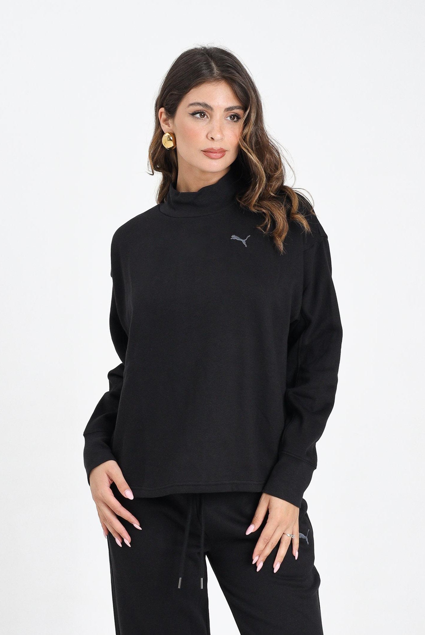 PUMA Felpa a collo alto HER nera da donna 688152 01 PUMA