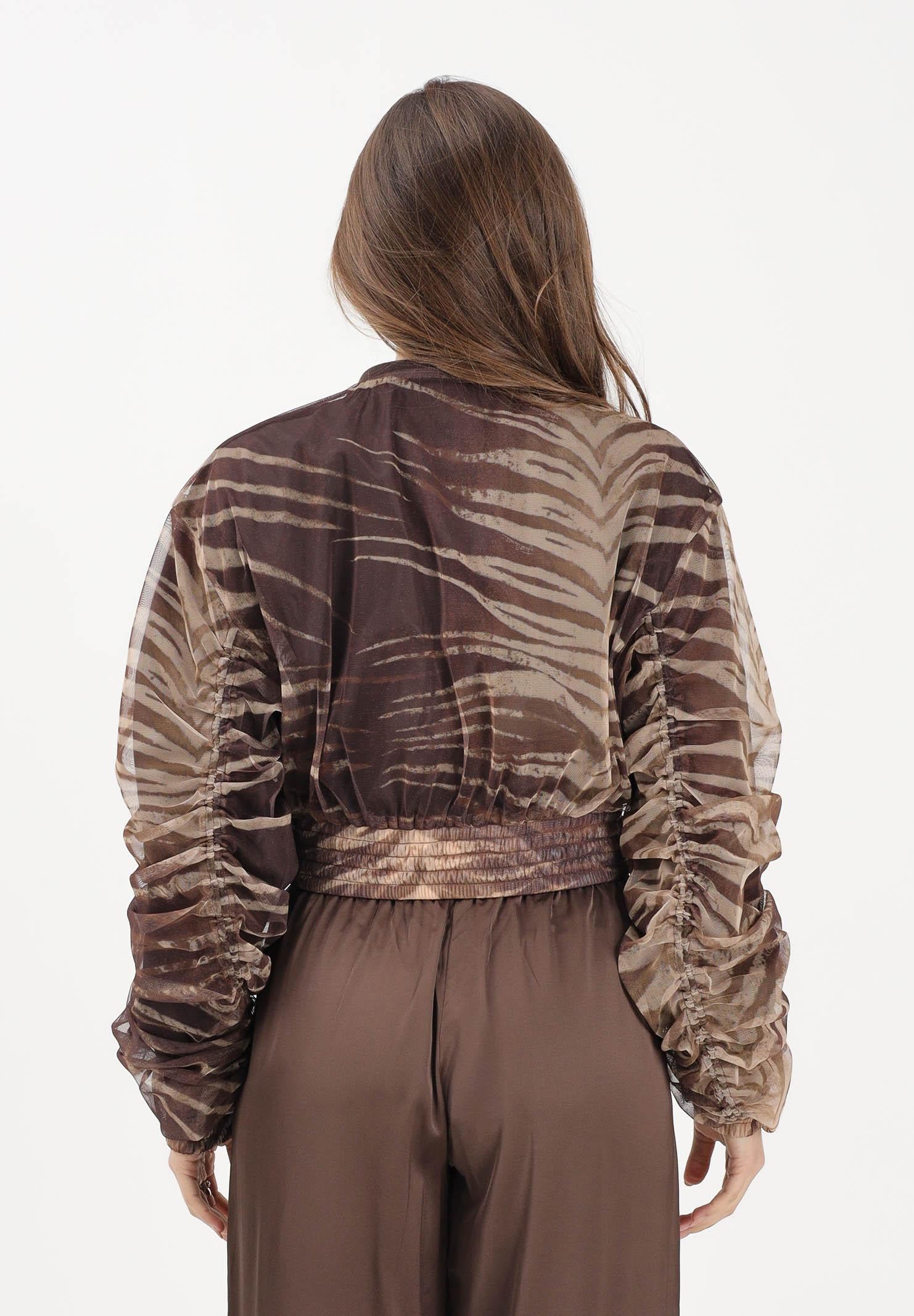 JUST CAVALLI Bomber marrone da donna con fantasia animalier 80PAS413CJDP6 R83 JUST CAVALLI