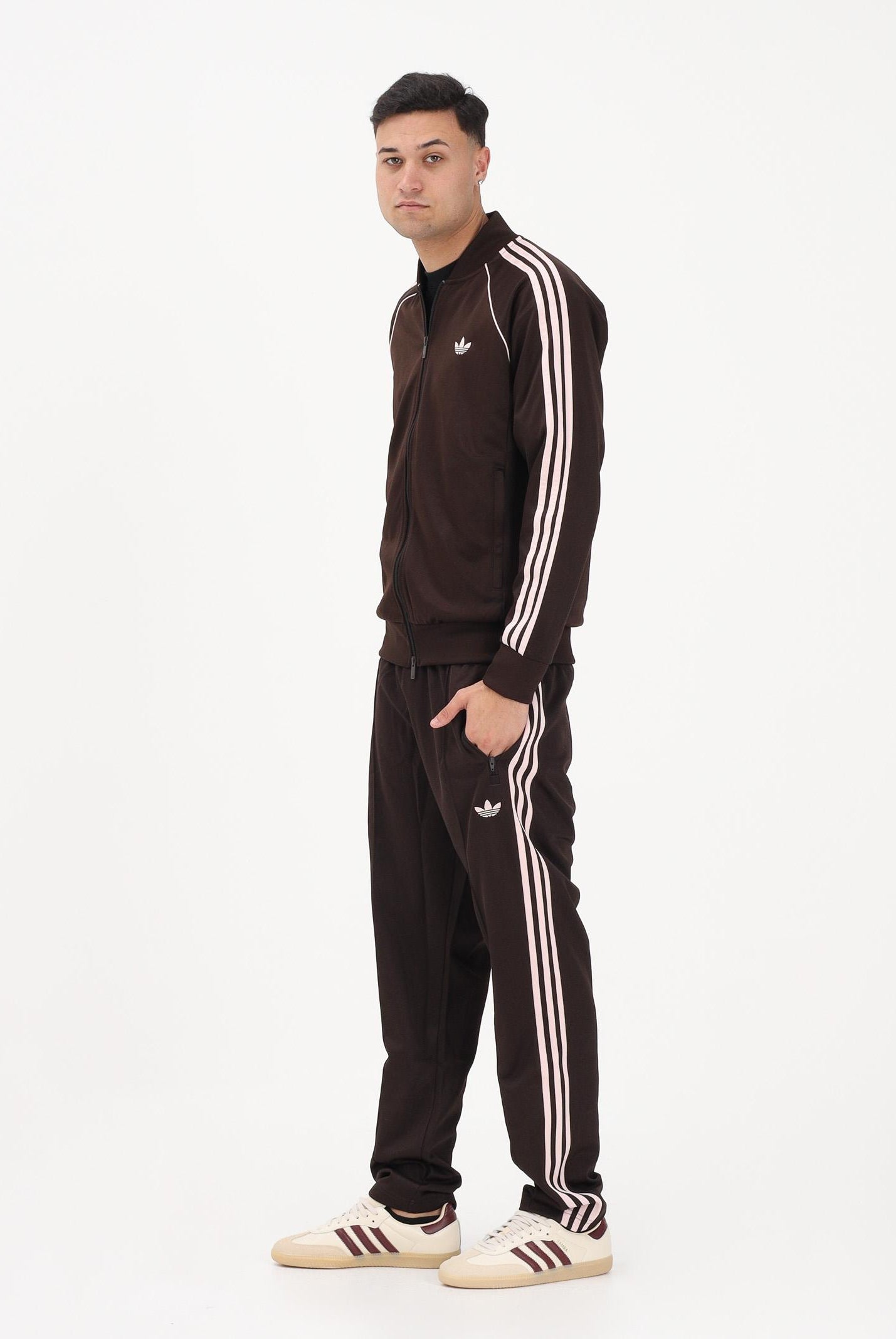 ADIDAS ORIGINALS Pantalone sportivo CLASSIC marrone e rosa per uomo e donna KE1667 . ADIDAS ORIGINALS