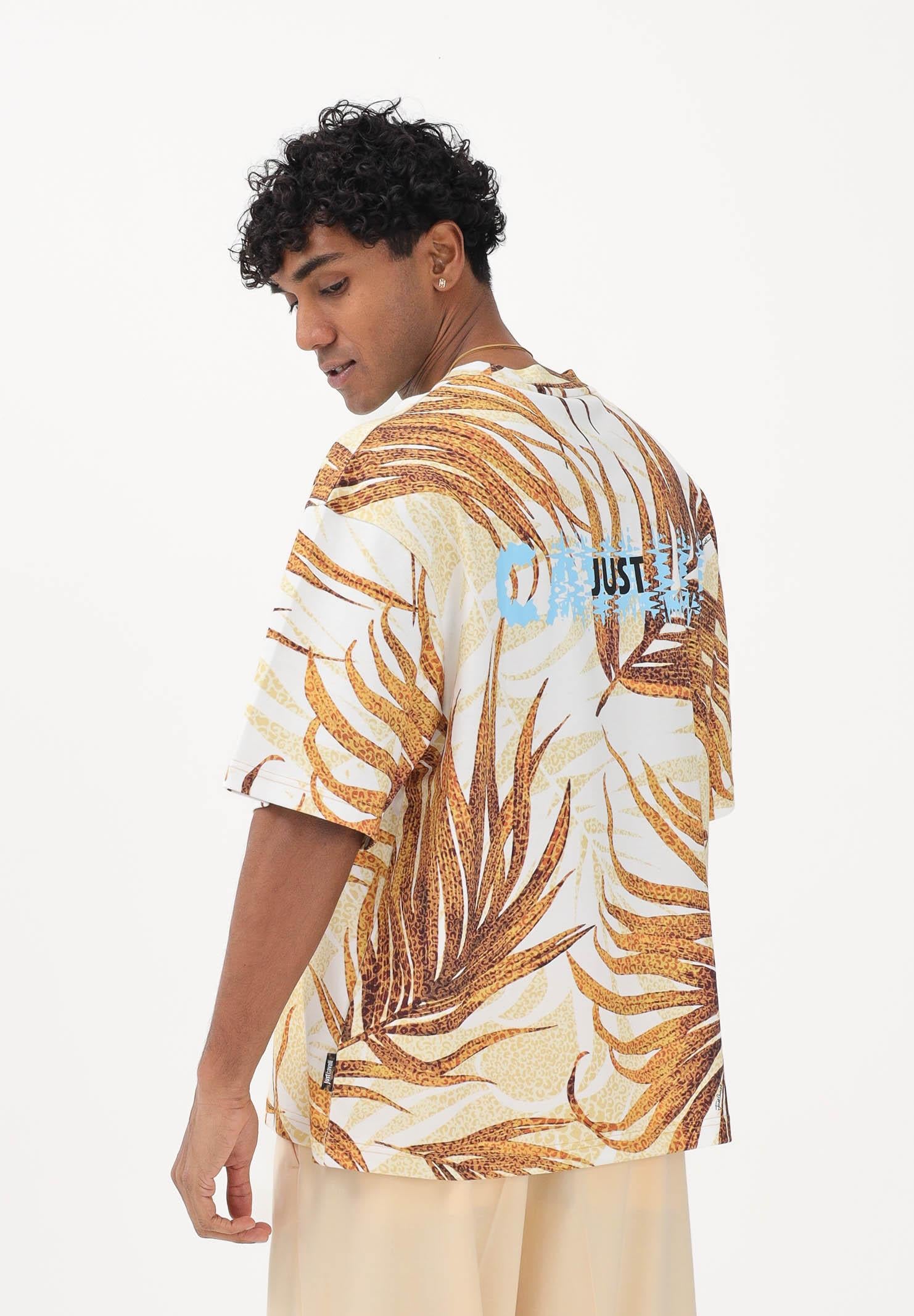 JUST CAVALLI T-shirt a manica corta bianca da uomo con stampa tropicale 80OAHE02CJ118 R79 JUST CAVALLI
