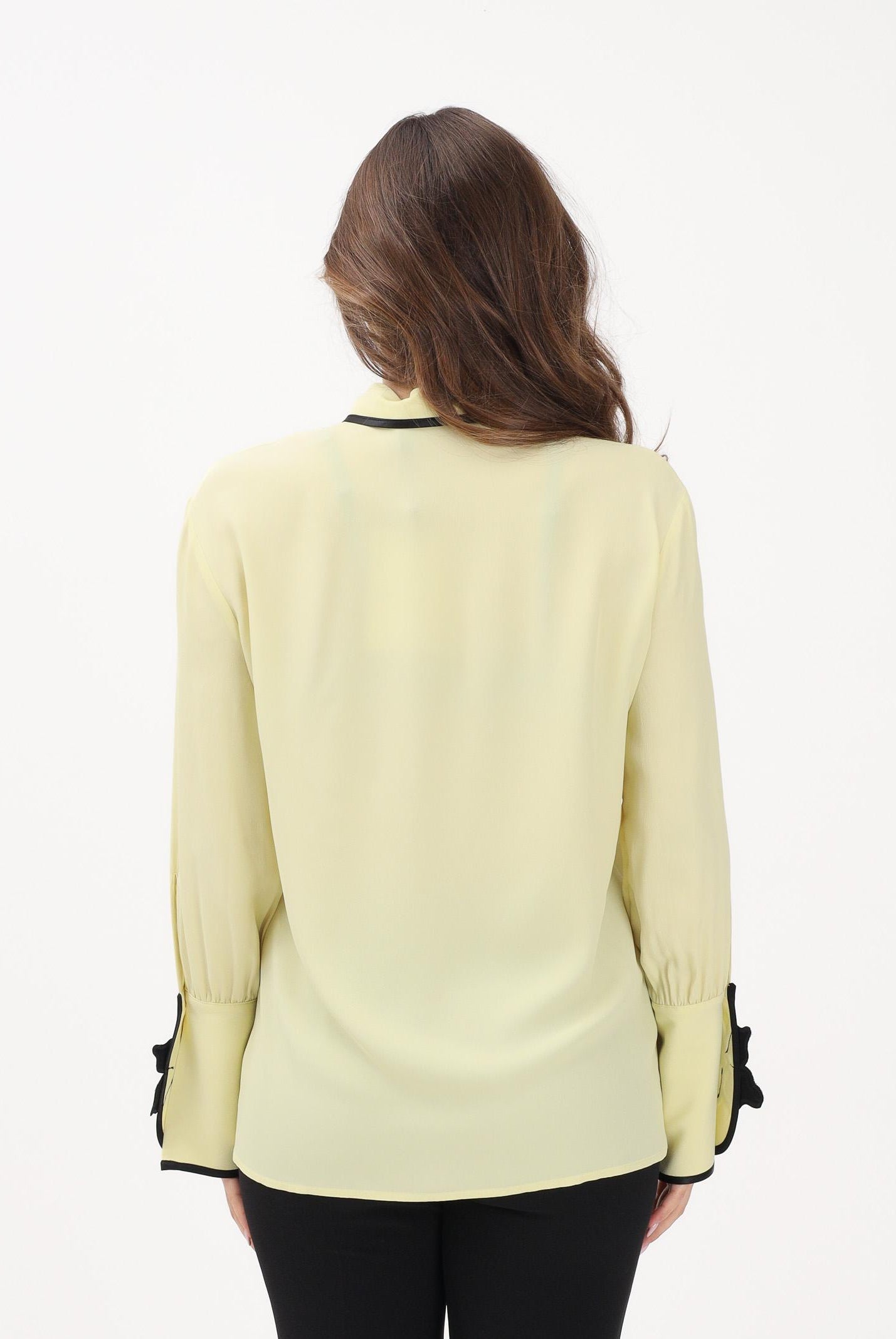 SIMONA CORSELLINI Camicia a manica lunga gialla da donna con dettagli a contrasto P26CPCA01301 V0774 SIMONA CORSELLINI