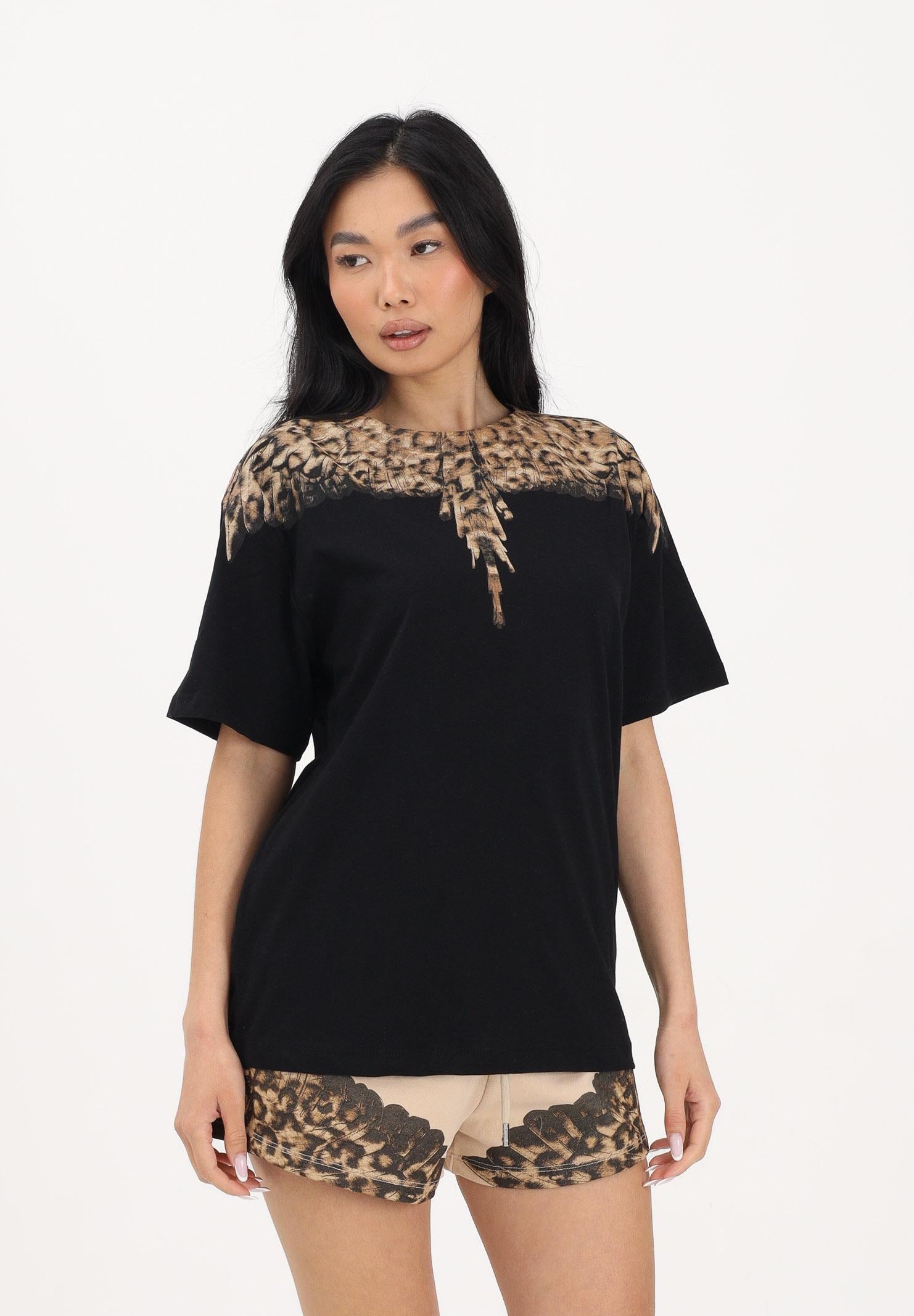 MARCELO BURLON COUNTY OF MILAN T-shirt a manica corta nera da donna con stampa 26ECM30166 NEAN MARCELO BURLON COUNTY OF MILAN