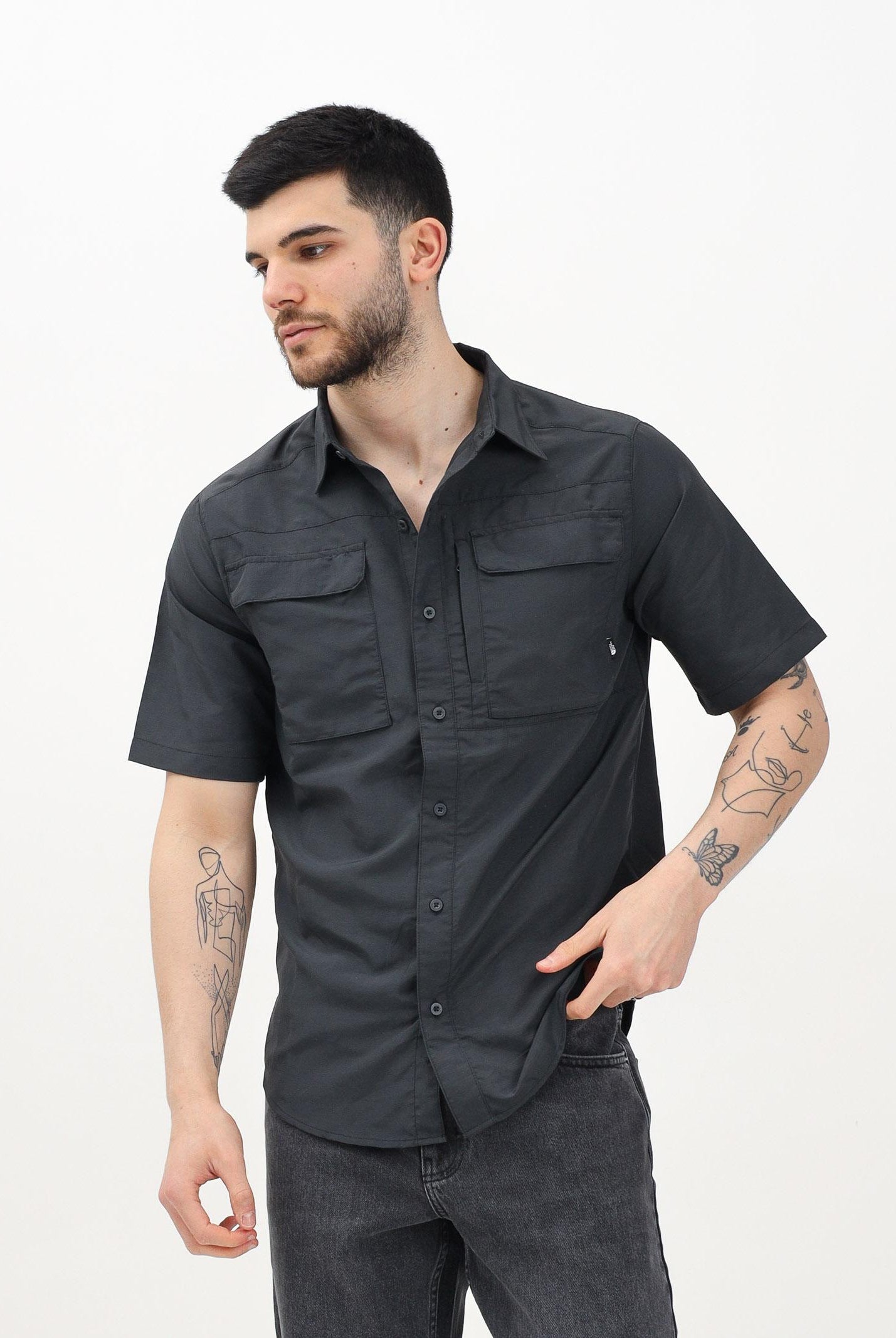 THE NORTH FACE Camicia a manica corta Sequoia grigia da uomo NF0A4T194EN1 . THE NORTH FACE
