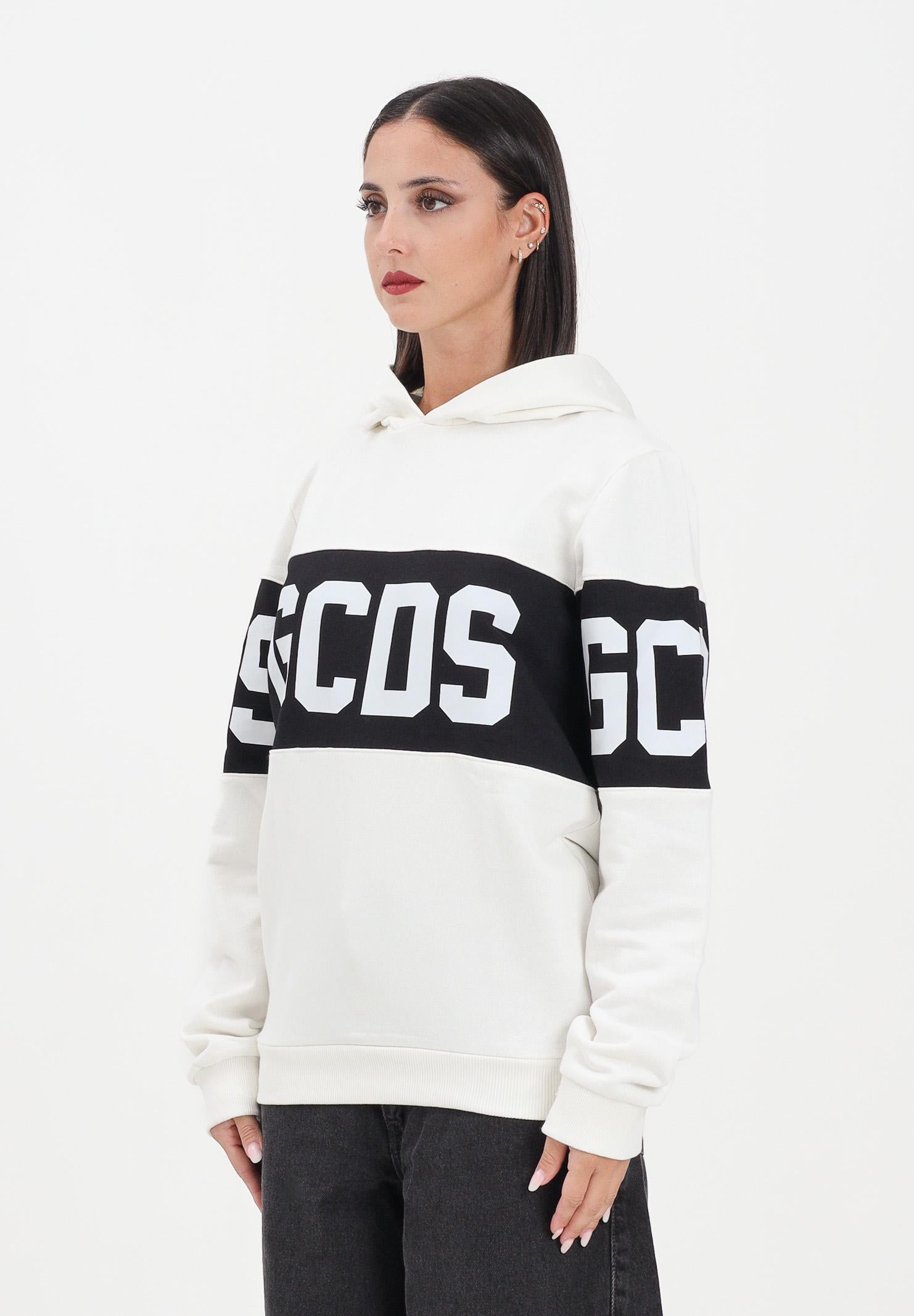 GCDS Felpa con cappuccio bianca per donna, ragazze e bambini rifinita da stampa logo B2JU1926BA2 15 GCDS