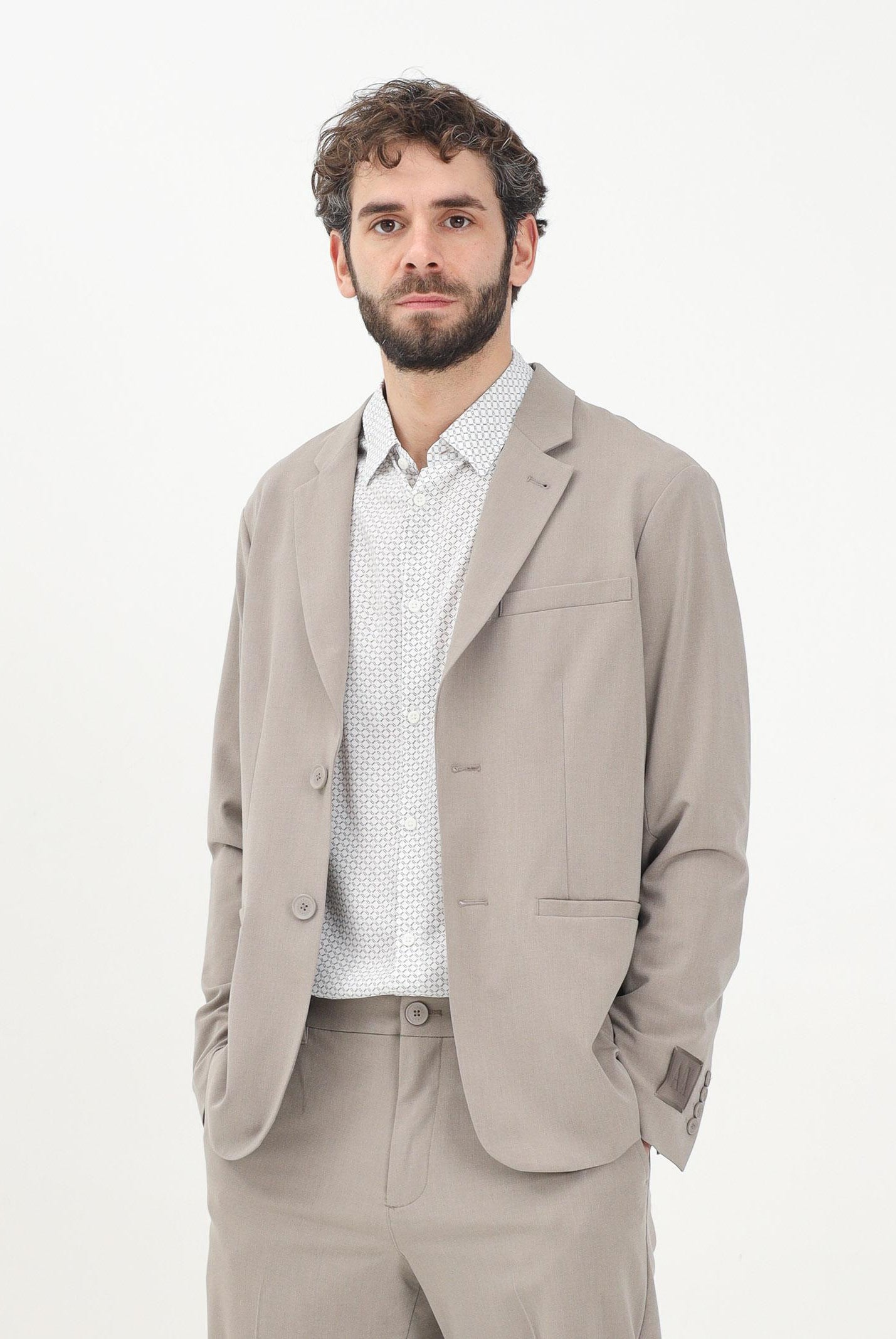 ARMANI EXCHANGE Giacca monopetto color fango da uomo XM000345AF10897 U6107 ARMANI EXCHANGE