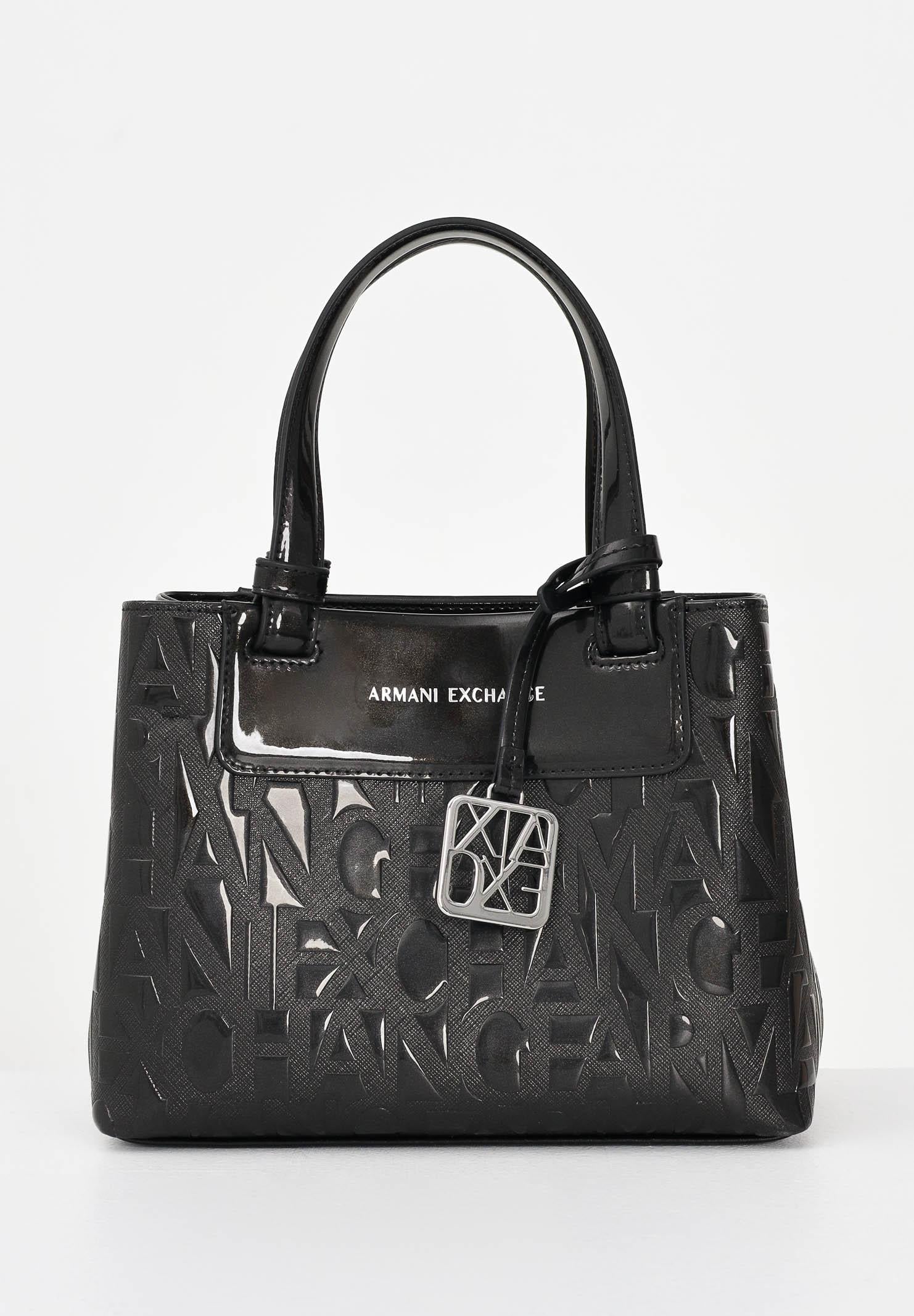 ARMANI EXCHANGE Borsa a mano nera da donna con effetto logato all-over XW001576AF17290 UC001 ARMANI EXCHANGE
