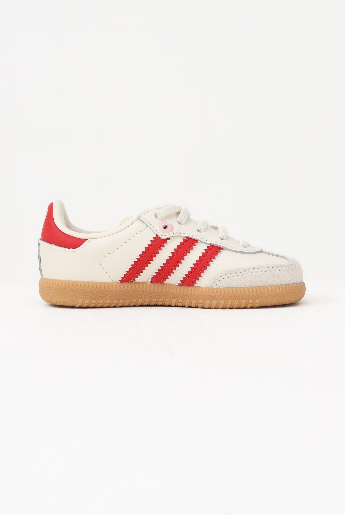 ADIDAS ORIGINALS Sneakers SAMBA ELASTIC LACES beige e rosse da neonato KI6682 . ADIDAS ORIGINALS