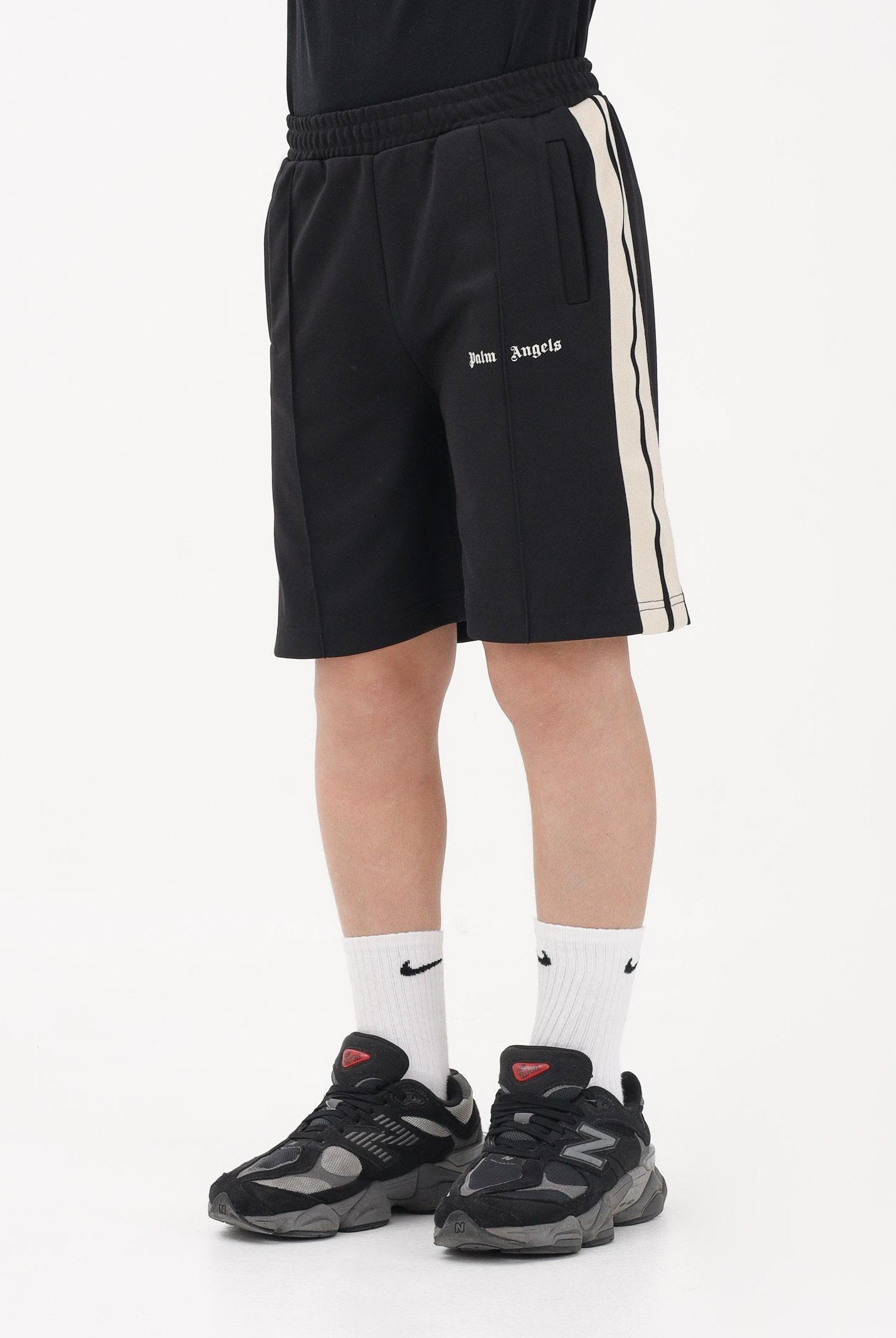 PALM ANGELS Shorts sportivo nero per donna, ragazzi e bambini con logo PBCL001S26FAB001 110 PALM ANGELS