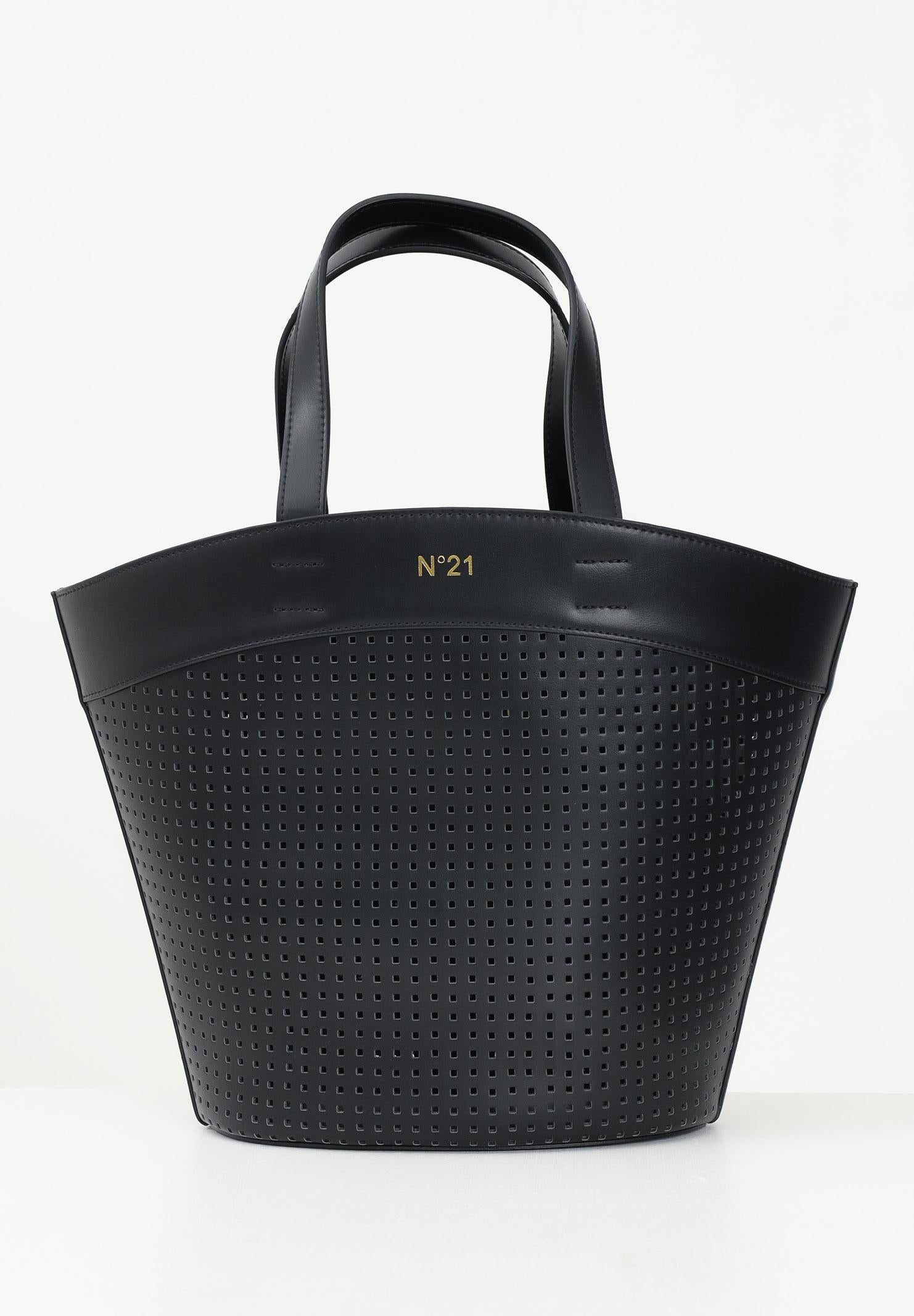 N21 Shopper nera da donna in tessuto spalmato traforato N2104SN0422 0N900 N21