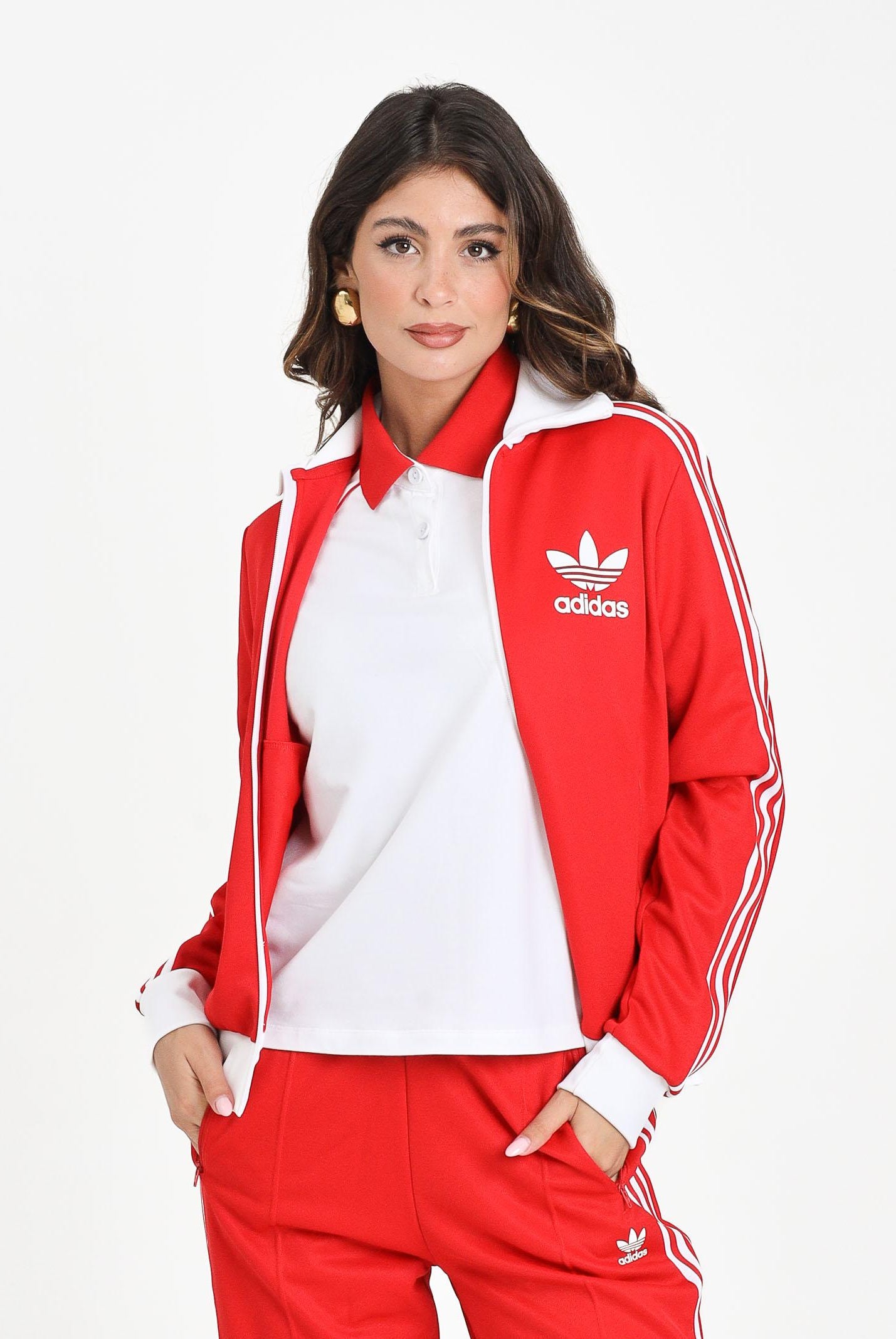 ADIDAS ORIGINALS Felpa con zip Heritage rossa da donna JX7850 ADIDAS ORIGINALS