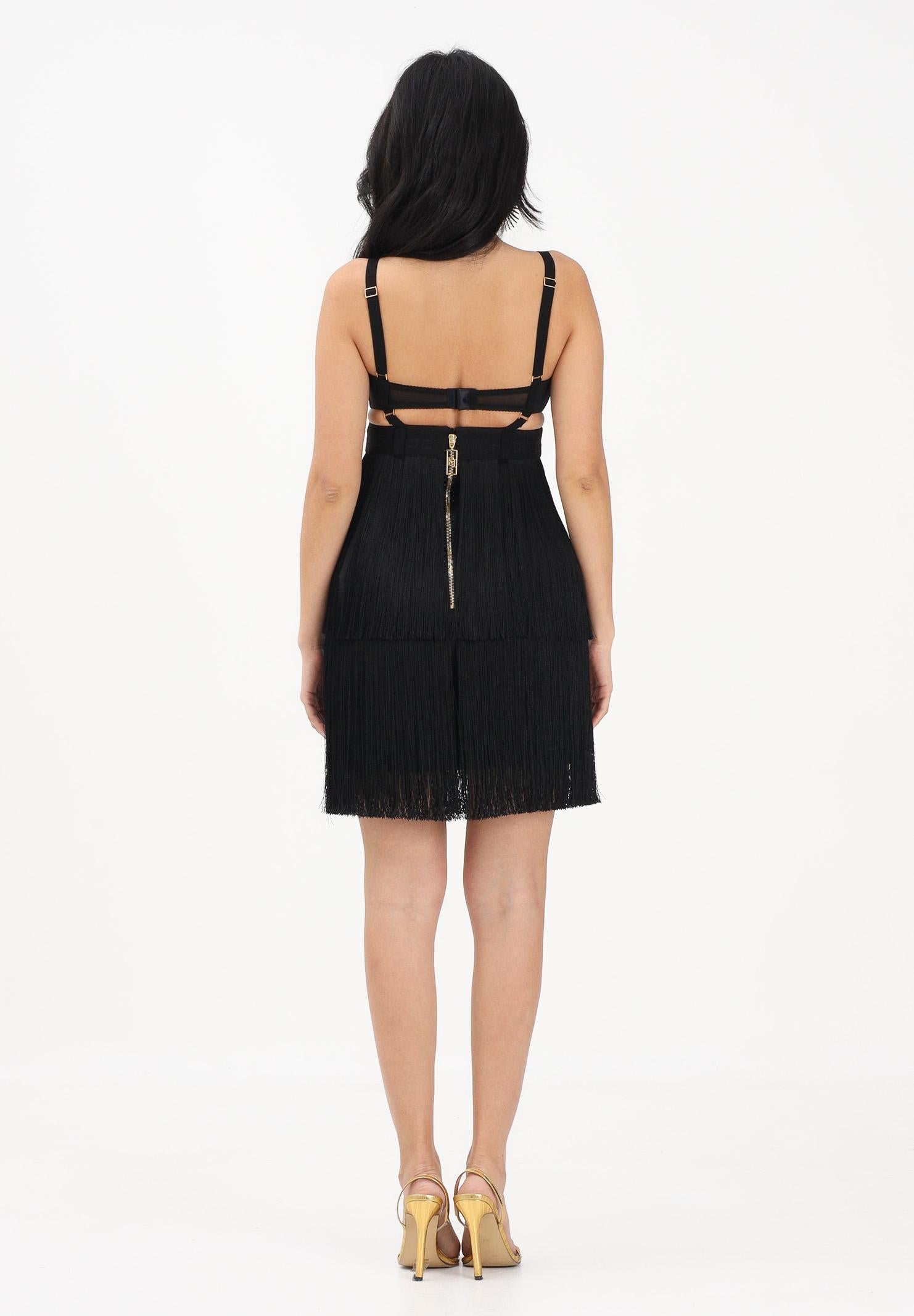 ELISABETTA FRANCHI Abito corto nero da donna con frange AB96662E2 110 ELISABETTA FRANCHI