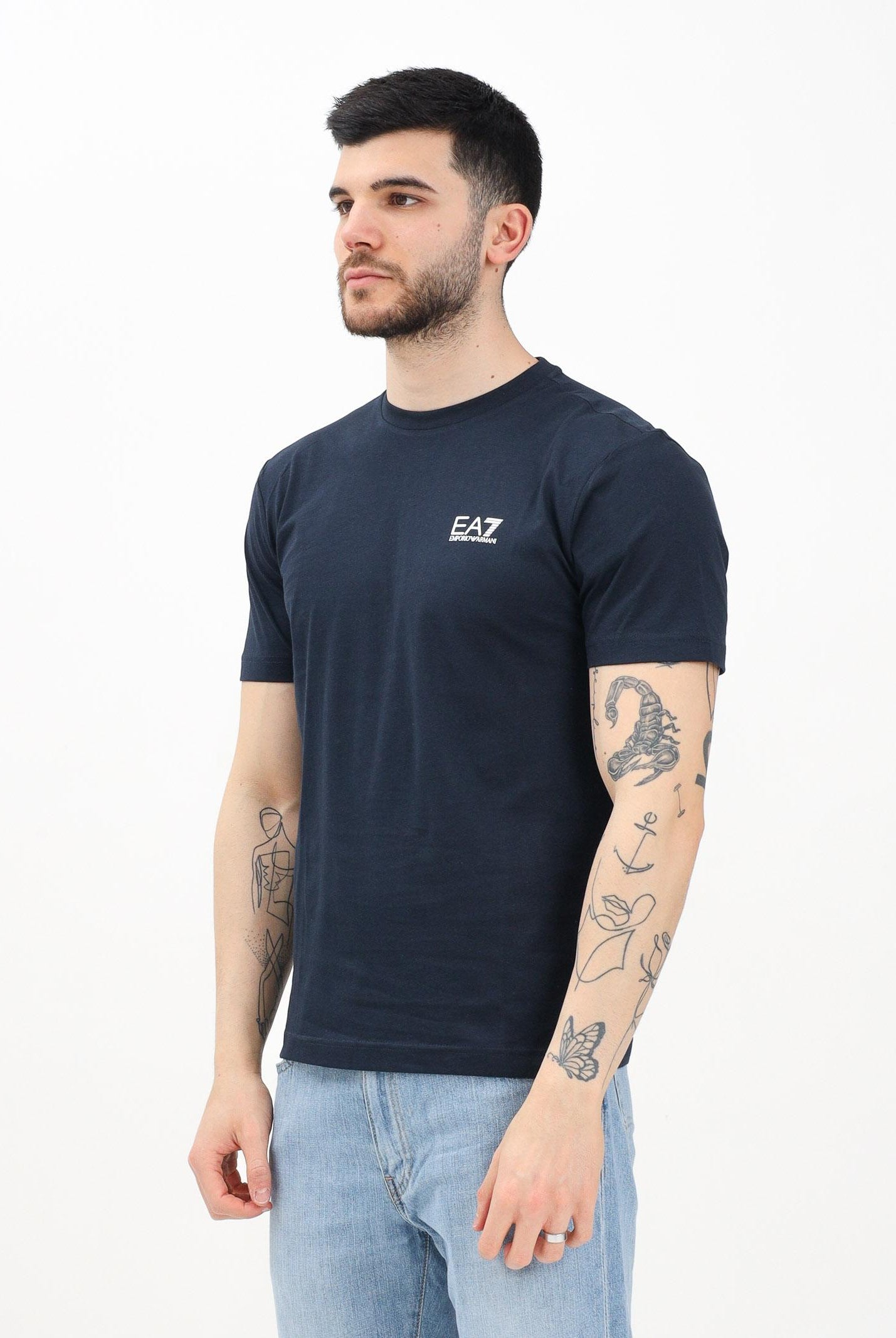 EA7 T-shirt a manica corta blu da uomo con stampa logo 8NPT25PJVPZ 1562 EA7