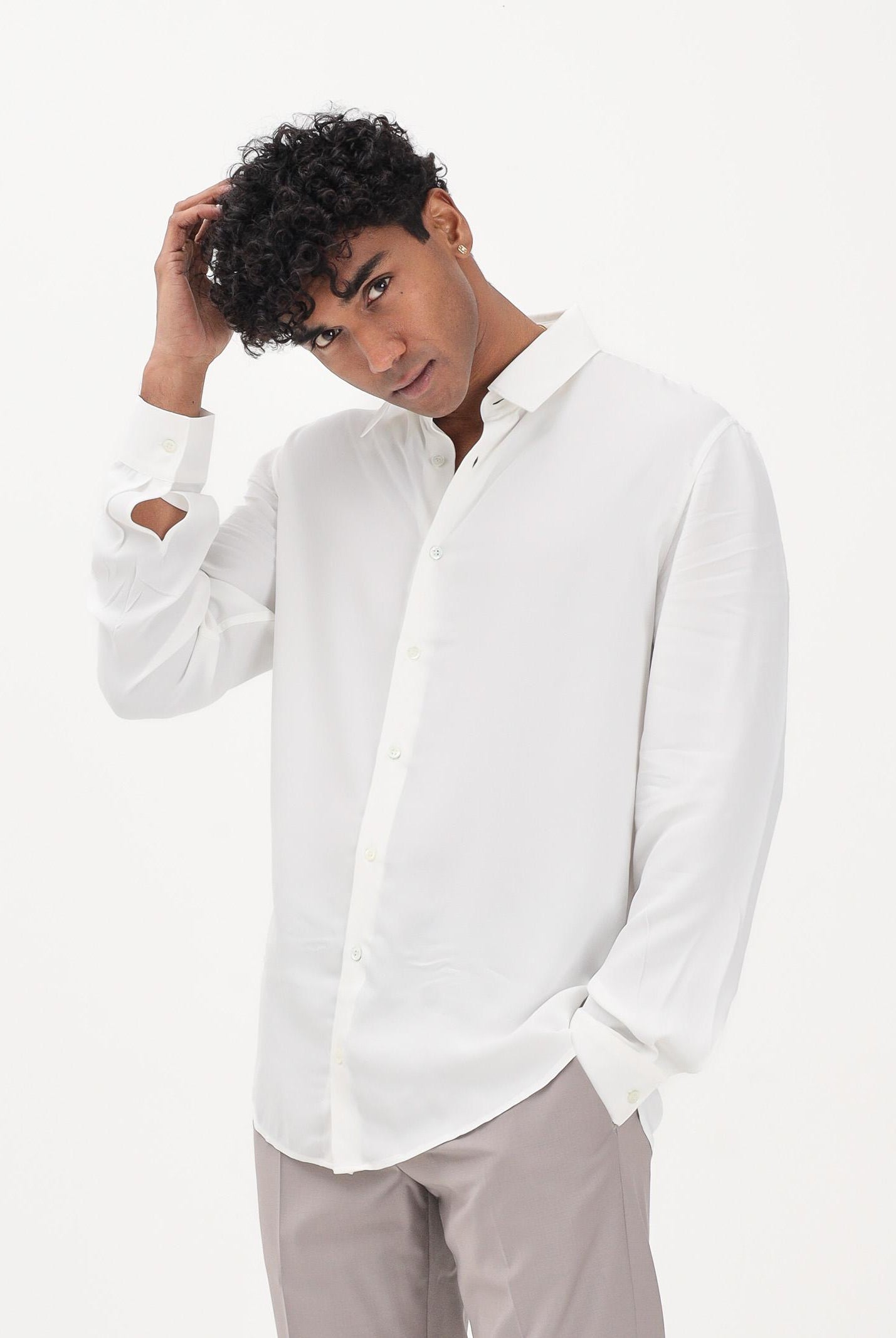 PATRIZIA PEPE Camicia a manica lunga bianca da uomo 5C0310A093U W103 PATRIZIA PEPE