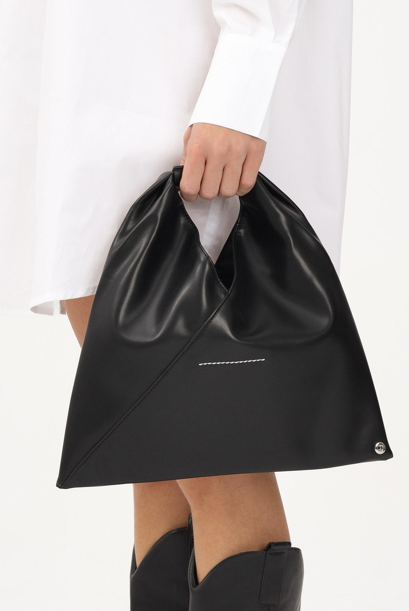 MAISON MARGIELA Borsa a mano Japanese Mini in tessuto spalmato nero da donna M60606P4313 T8013 MAISON MARGIELA