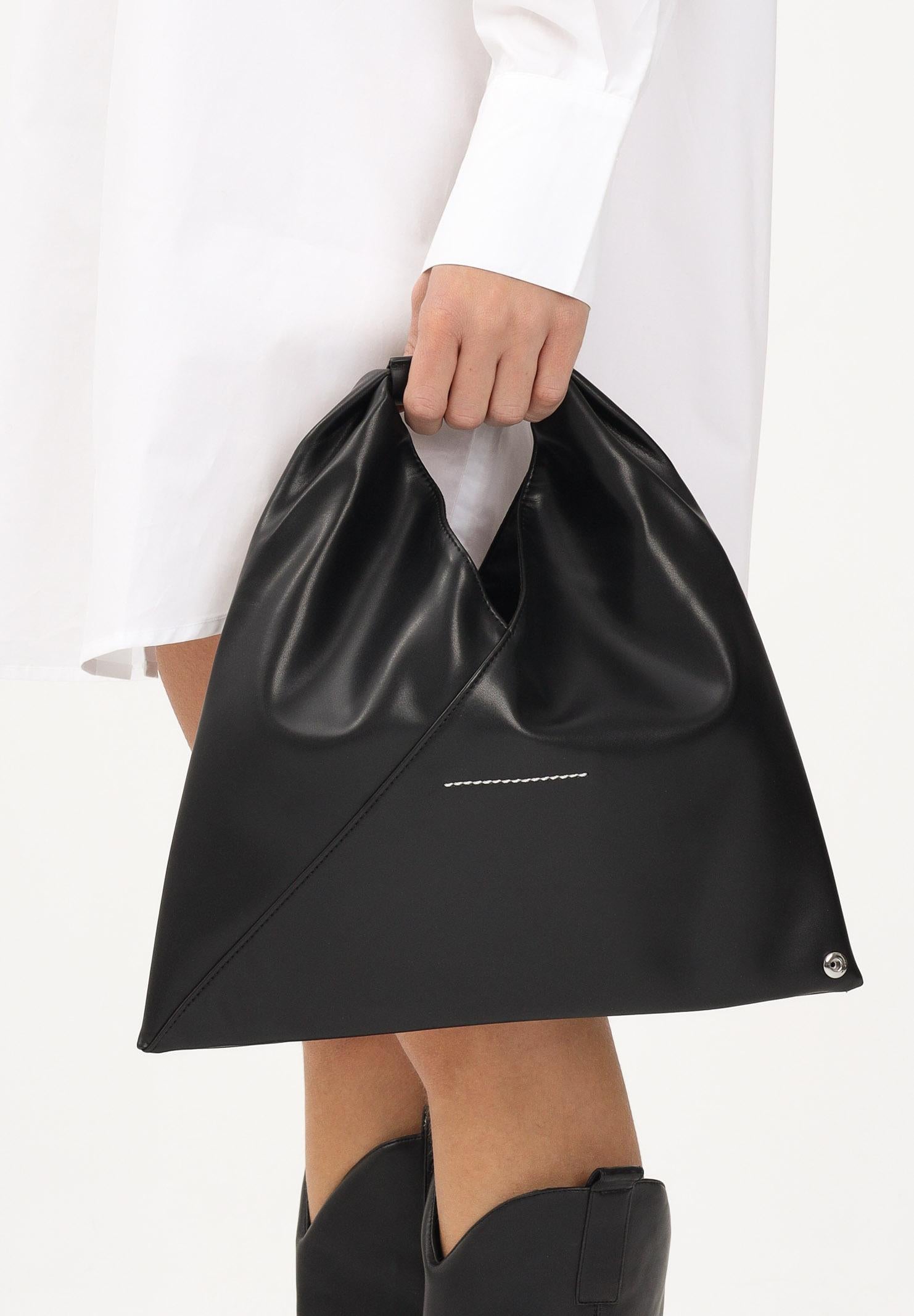 MAISON MARGIELA Borsa a mano Japanese Mini in tessuto spalmato nero da donna M60606P4313 T8013 MAISON MARGIELA