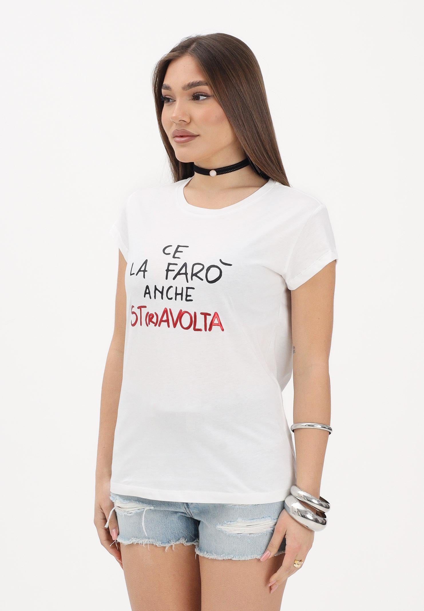 VICOLO T-shirt a manica corta bianca da donna con stampa "Ce la farò anche stravolta" RAB0634 02 VICOLO