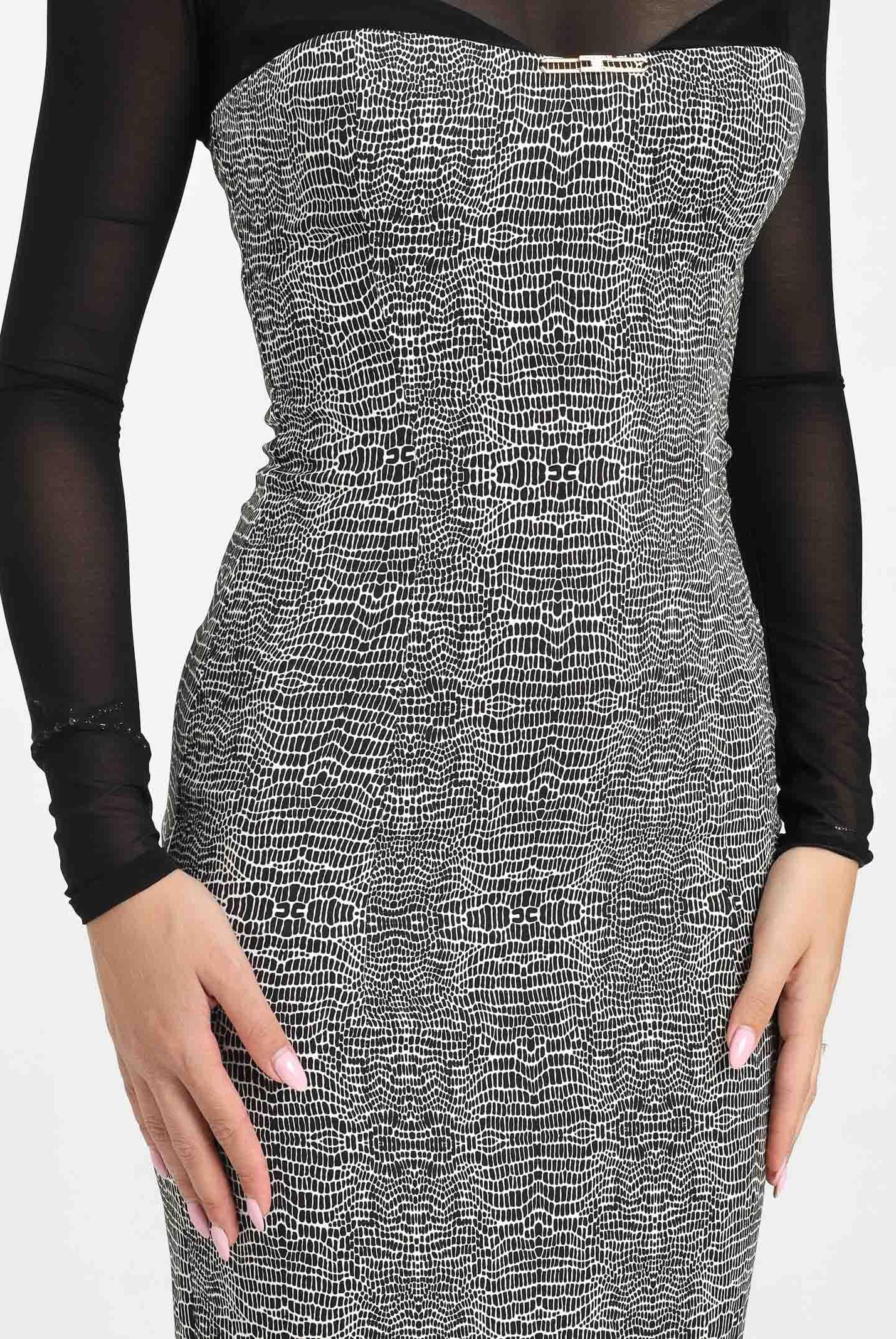 ELISABETTA FRANCHI Abito midi nero da donna con fantasia pitonata AB87657E2 110 ELISABETTA FRANCHI