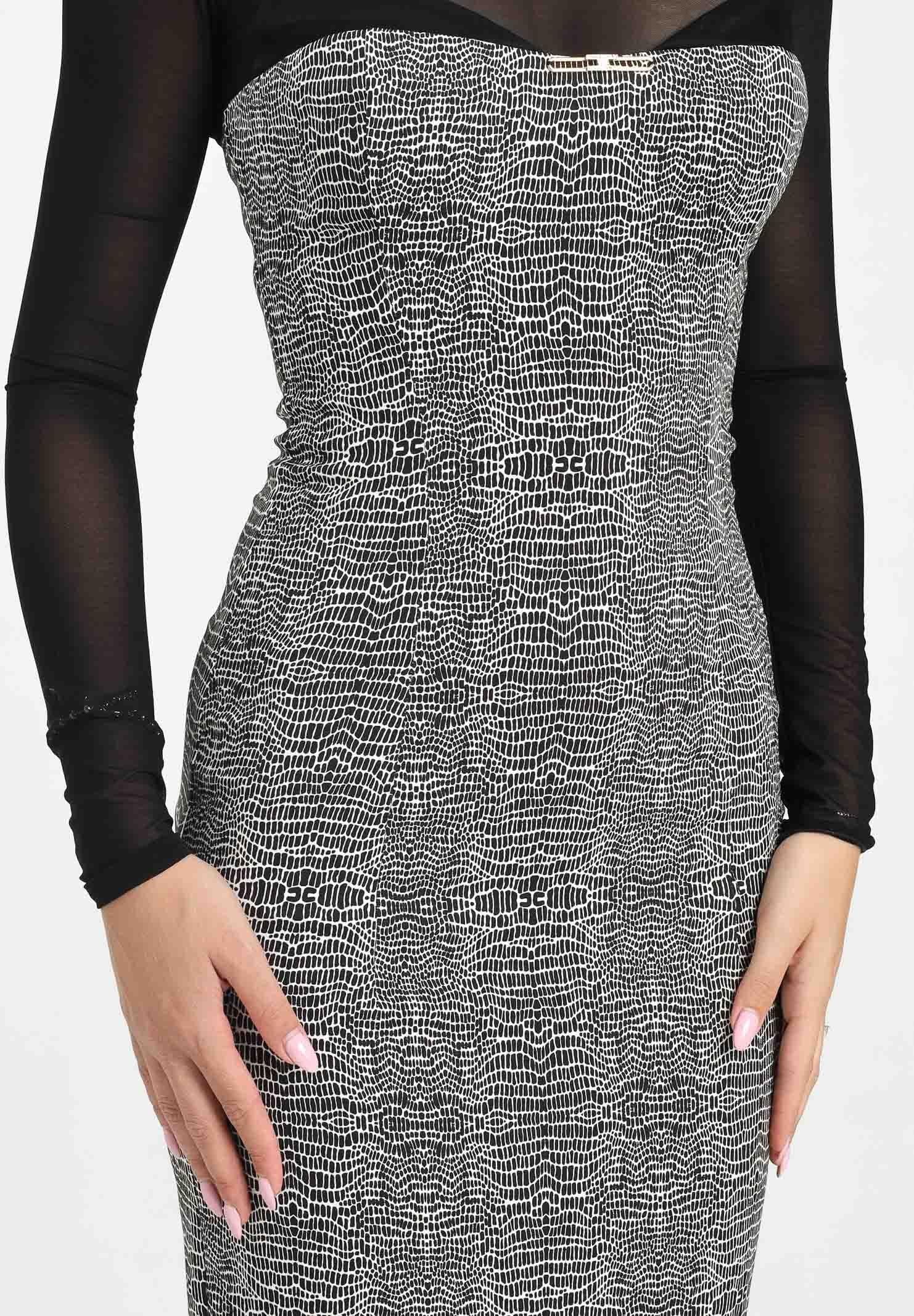 ELISABETTA FRANCHI Abito midi nero da donna con fantasia pitonata AB87657E2 110 ELISABETTA FRANCHI