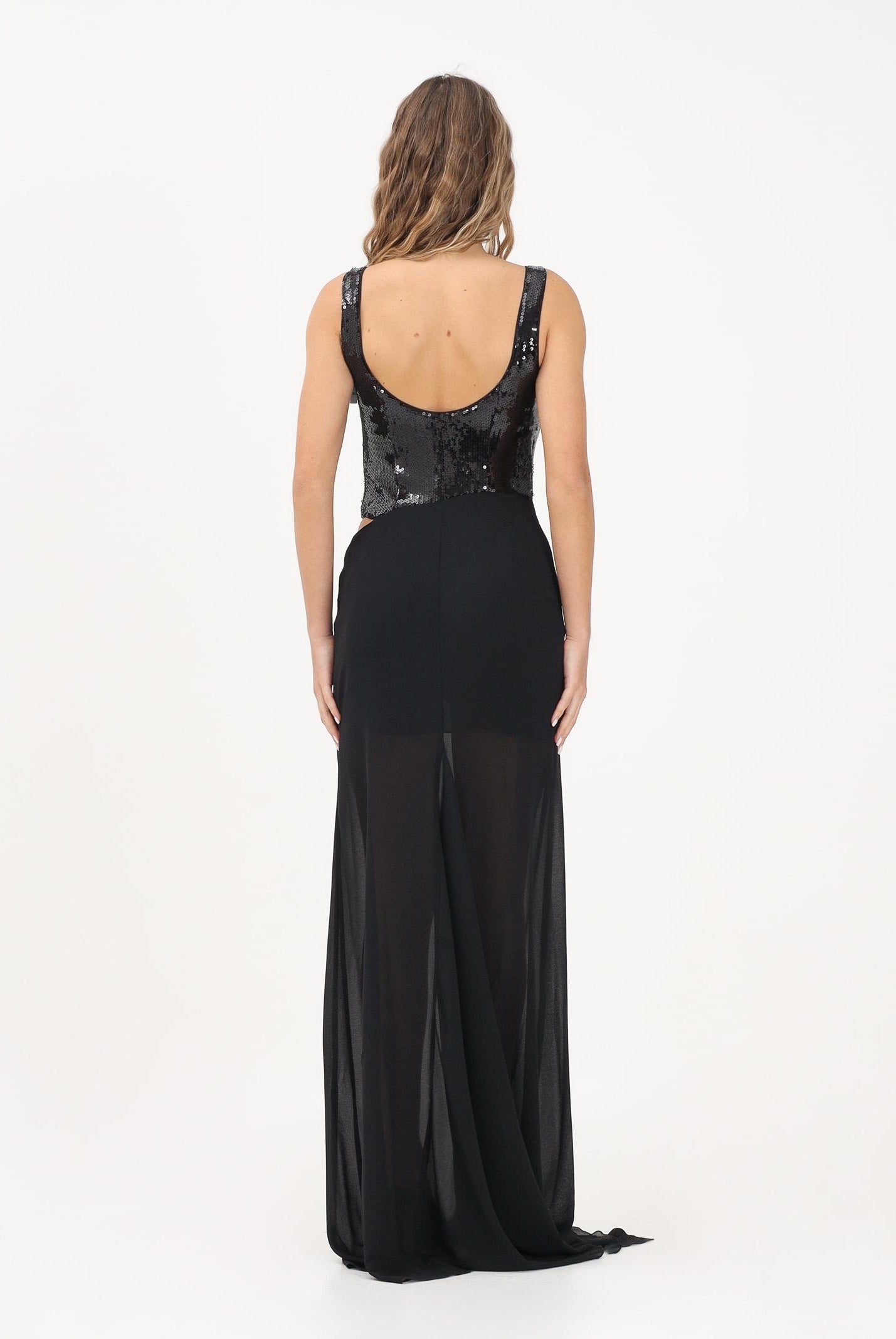 PATRIZIA PEPE Abito lungo nero da donna con bustier in paillettes 8A1629J401 K103 PATRIZIA PEPE