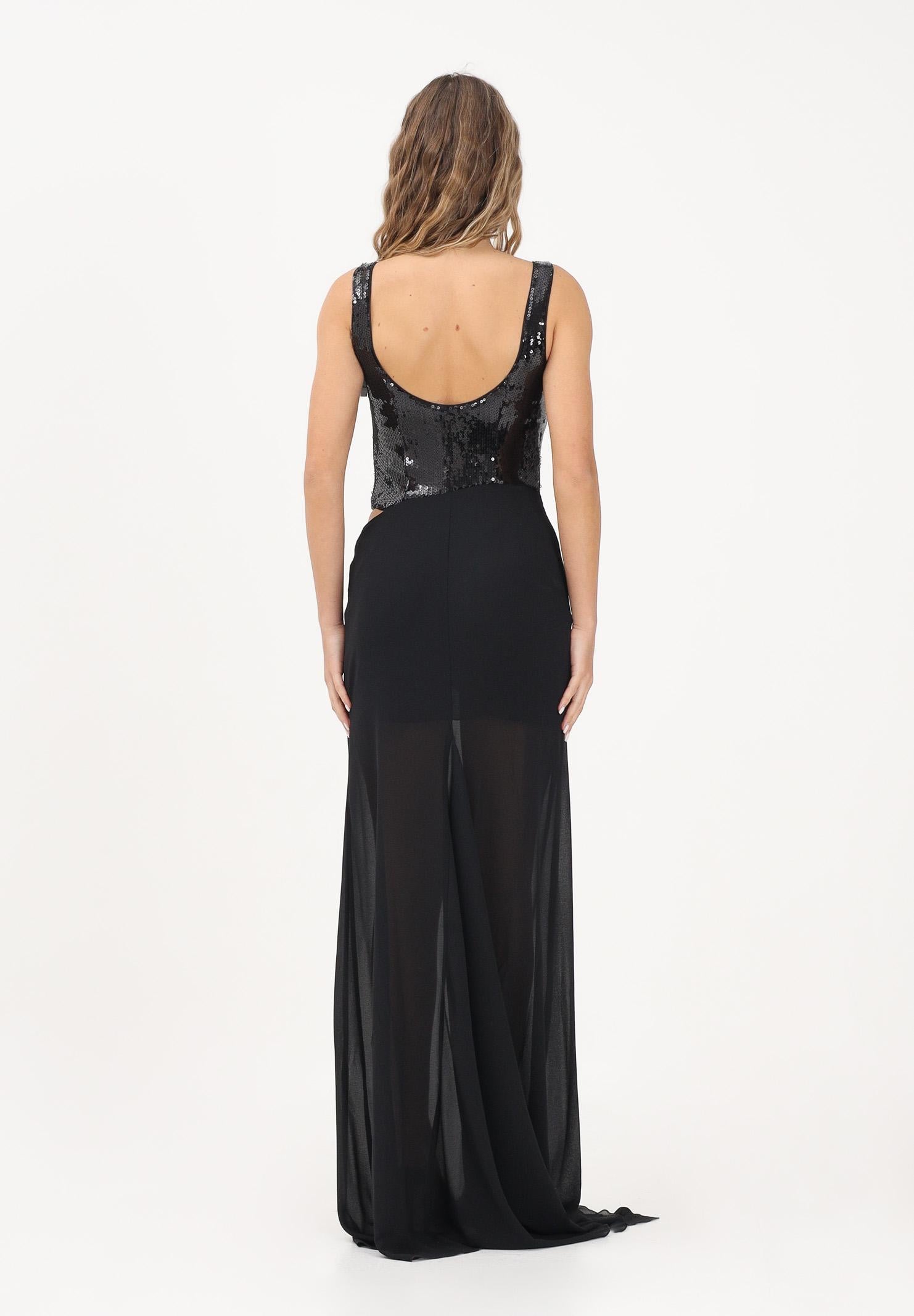 PATRIZIA PEPE Abito lungo nero da donna con bustier in paillettes 8A1629J401 K103 PATRIZIA PEPE
