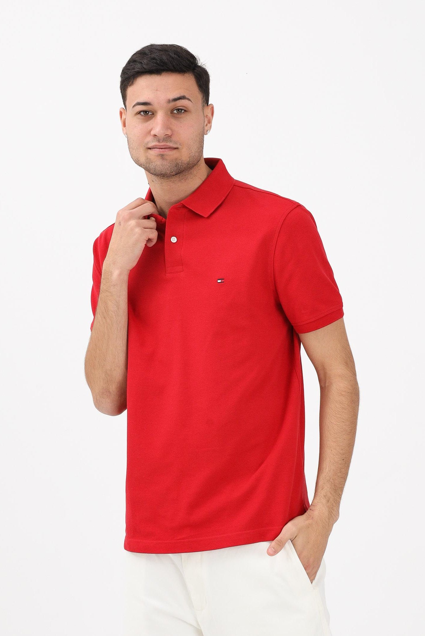 TOMMY HILFIGER Polo a manica corta rossa da uomo con logo MW0MW17770 XLD TOMMY HILFIGER