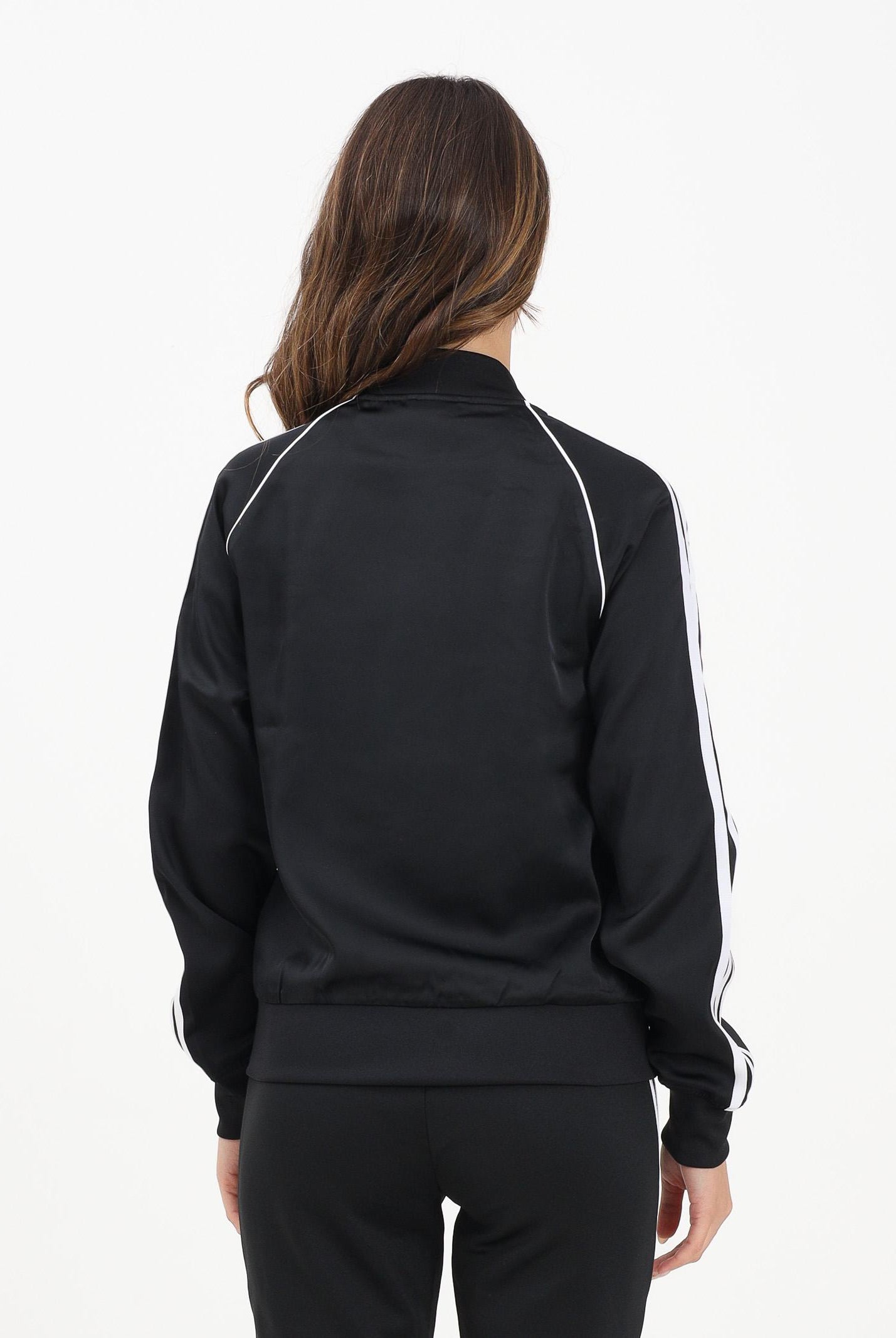 ADIDAS ORIGINALS Felpa con zip SST Adicolor Satin nera da donna JZ6733  ADIDAS ORIGINALS