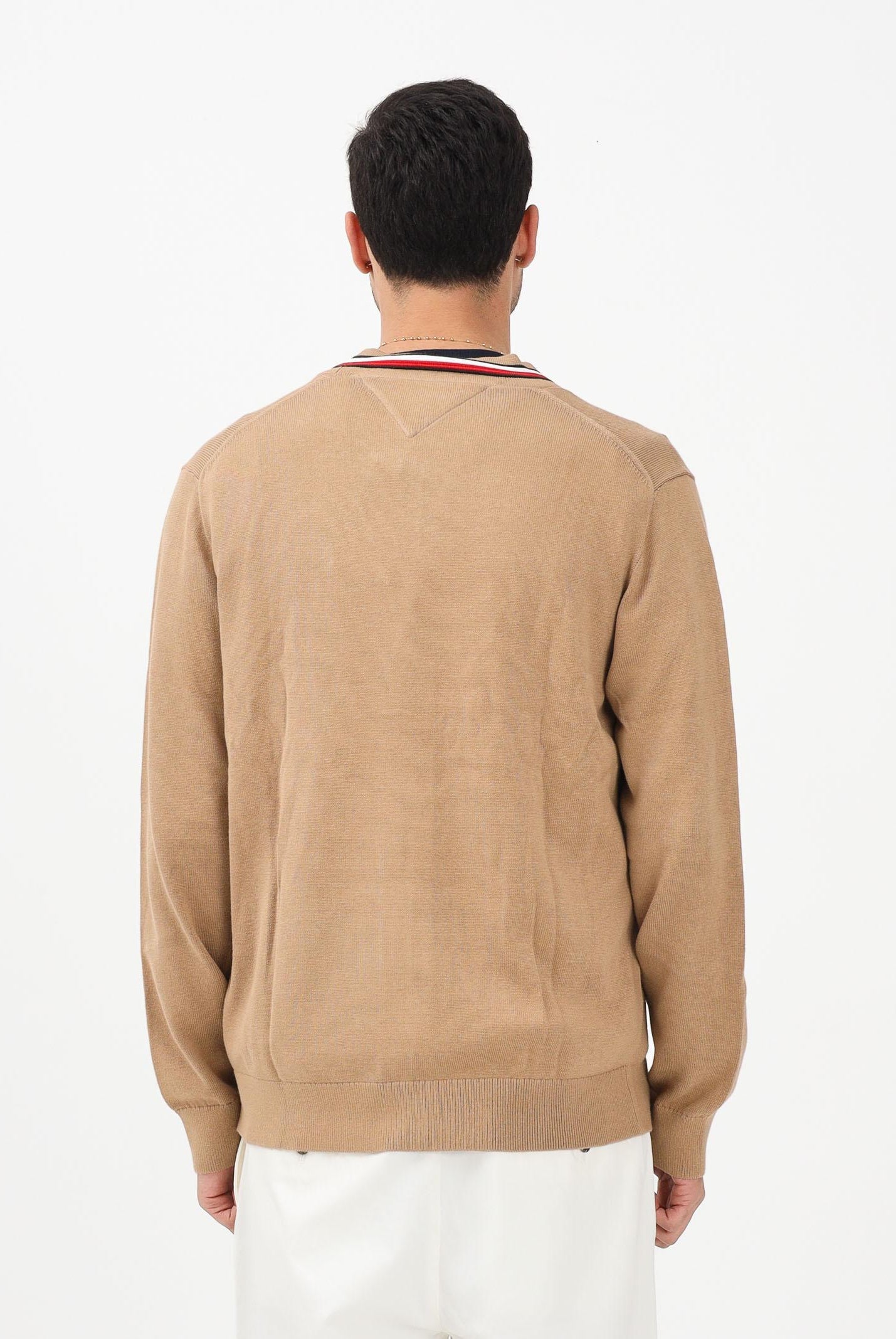 TOMMY HILFIGER Cardigan beige da uomo con finiture esclusive MW0MW41544 RBC TOMMY HILFIGER