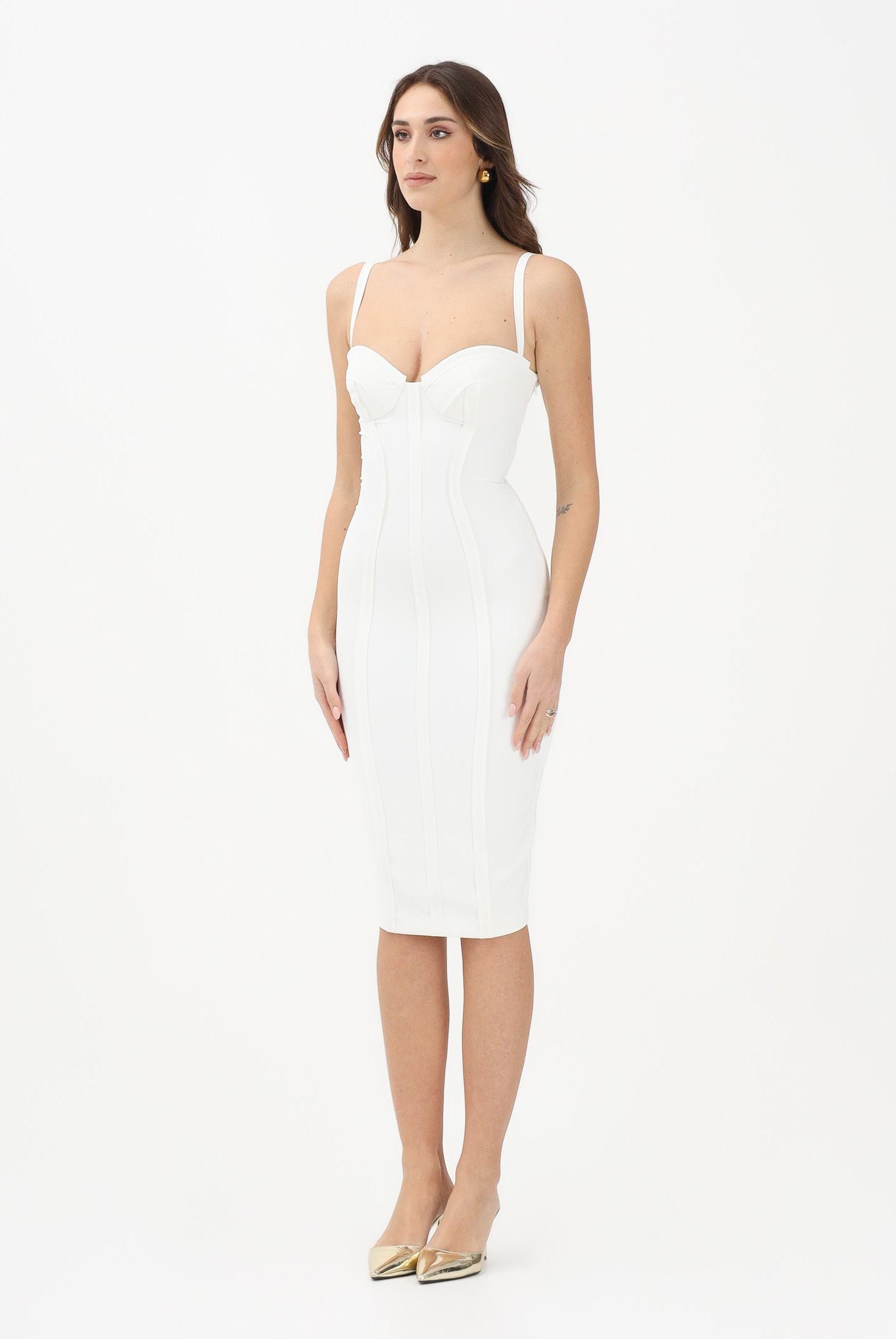 ELISABETTA FRANCHI Abito midi avorio da donna AB91861E2 360 ELISABETTA FRANCHI