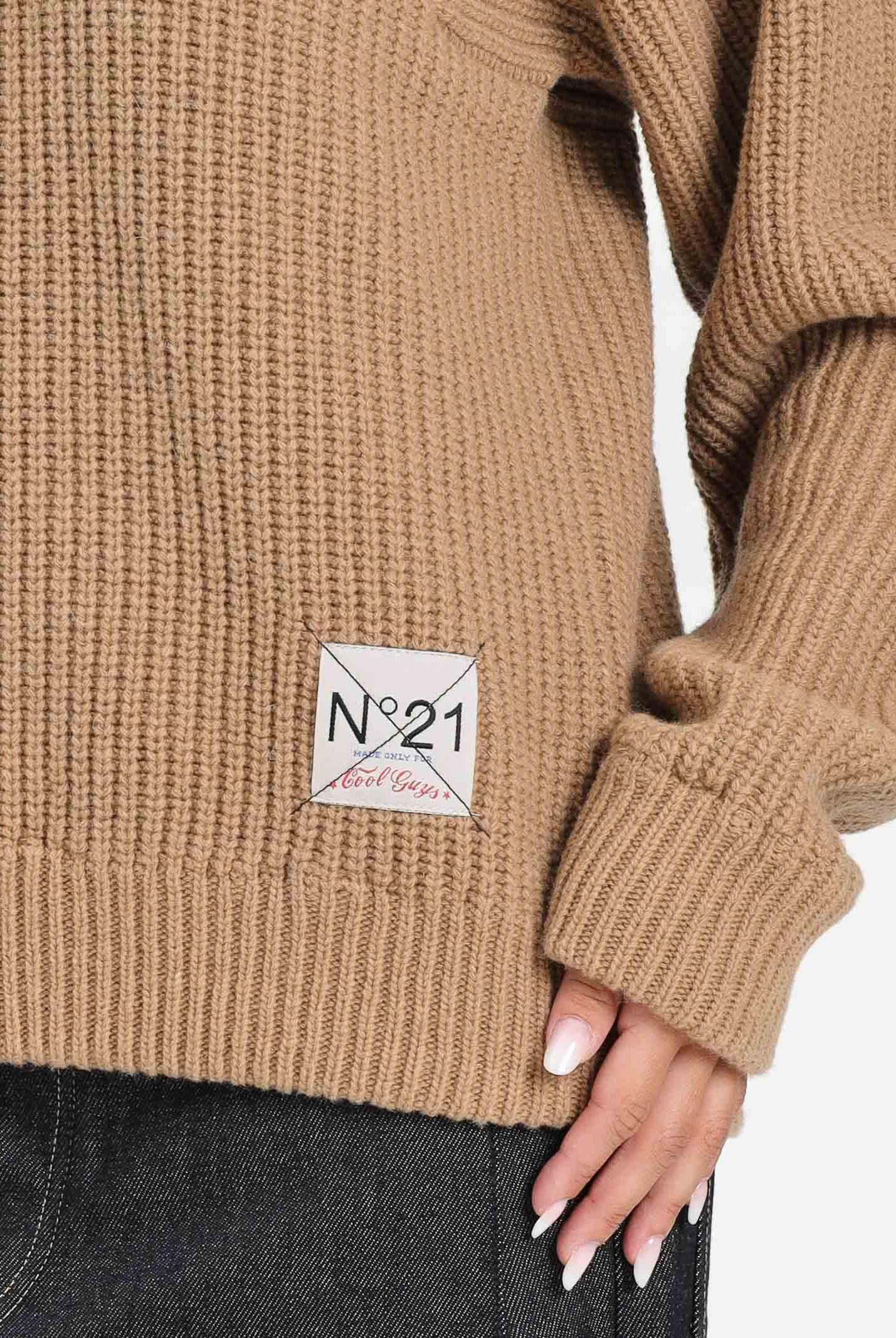 N21 Maglione con cappuccio color cammello e nero per donna, ragazzi e bambini N2108LN0453 0N720 N21